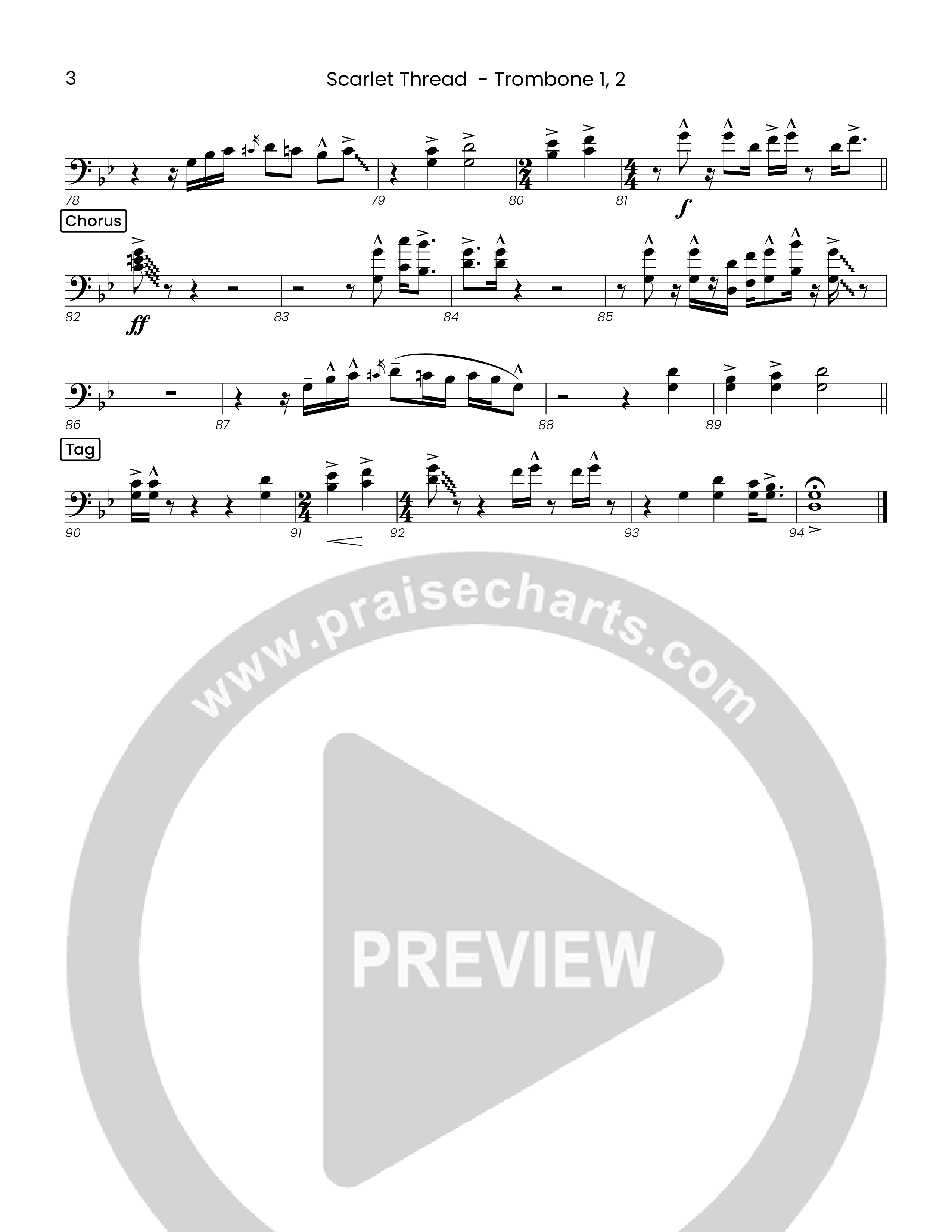 Scarlet Thread (Choral Anthem SATB) Trombone 1/2 (Houston's First Worship)