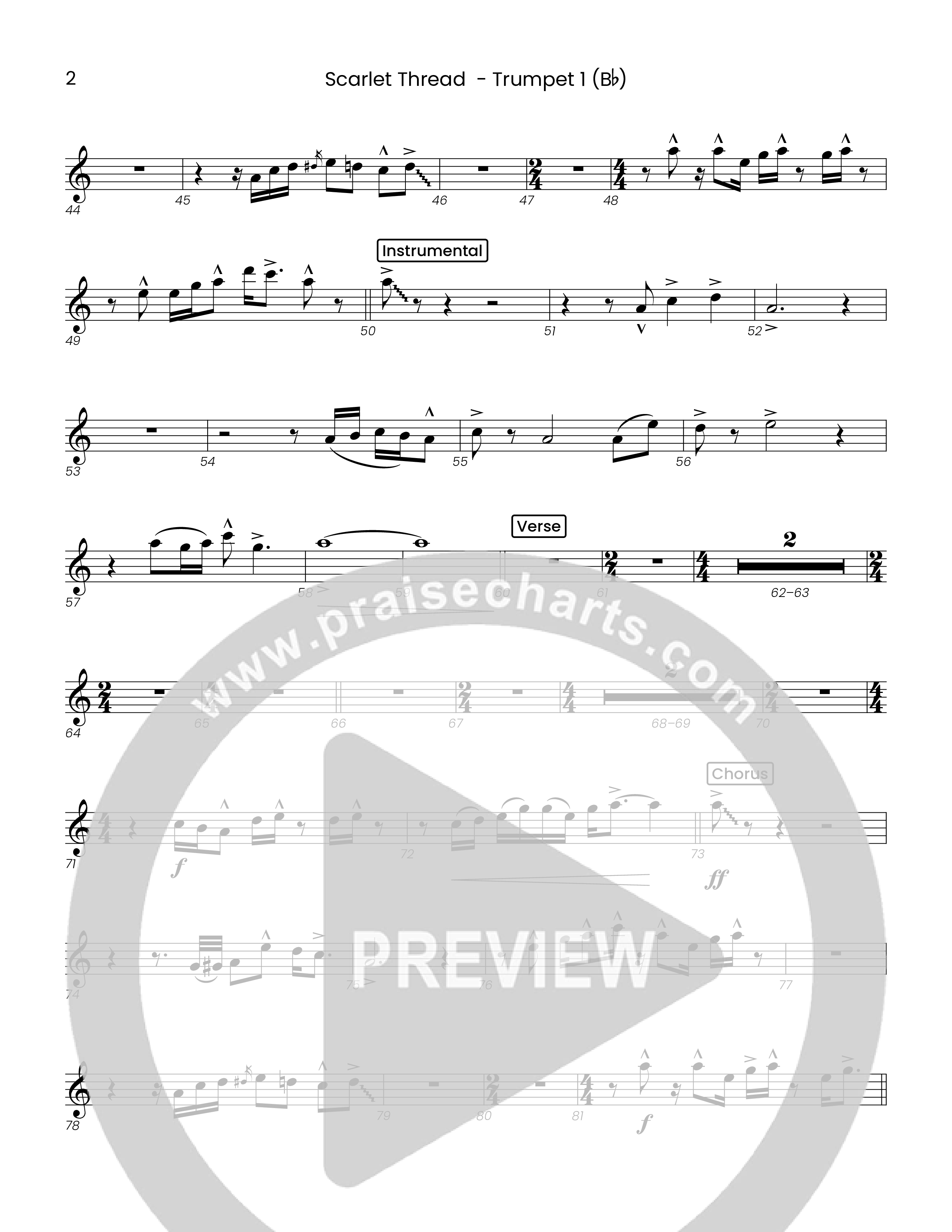 Scarlet Thread (Choral Anthem SATB) Trumpet 1 (Houston's First Worship)