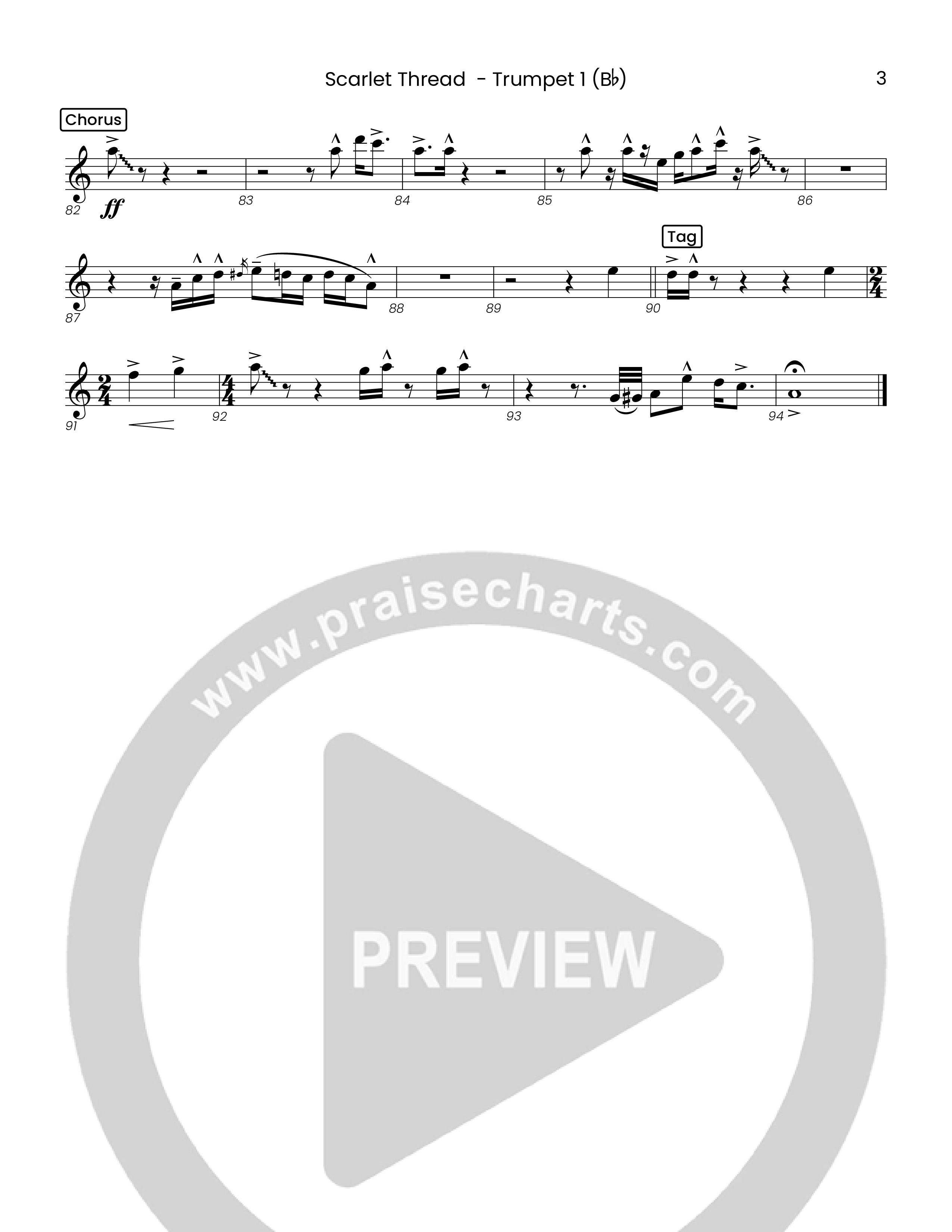 Scarlet Thread (Choral Anthem SATB) Trumpet 1 (Houston's First Worship)