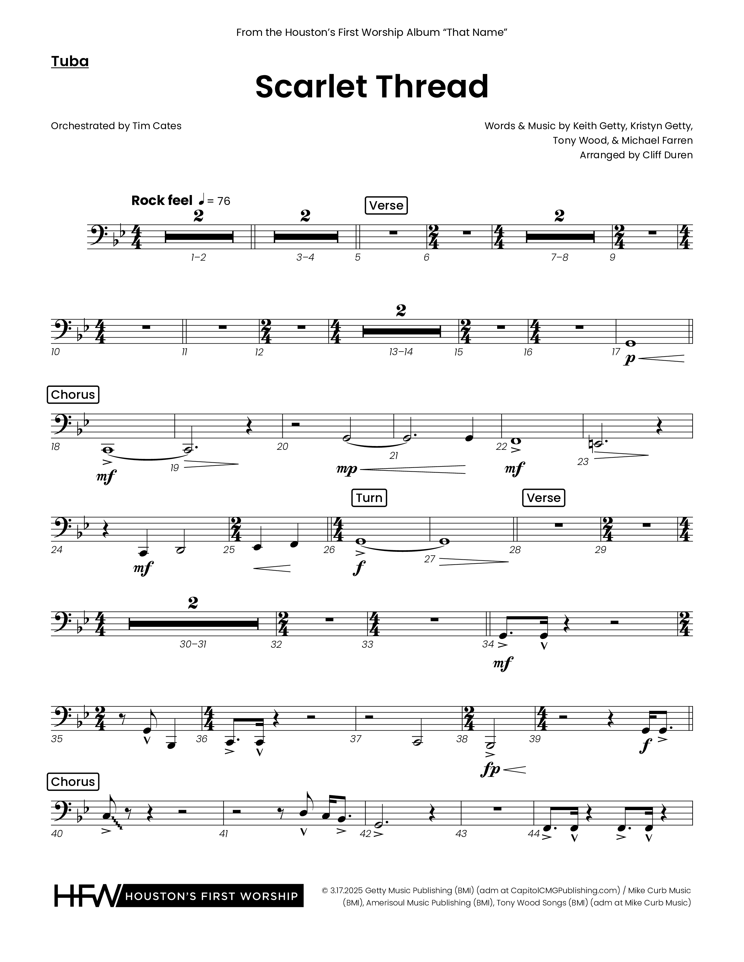 Scarlet Thread (Choral Anthem SATB) Tuba (Houston's First Worship)