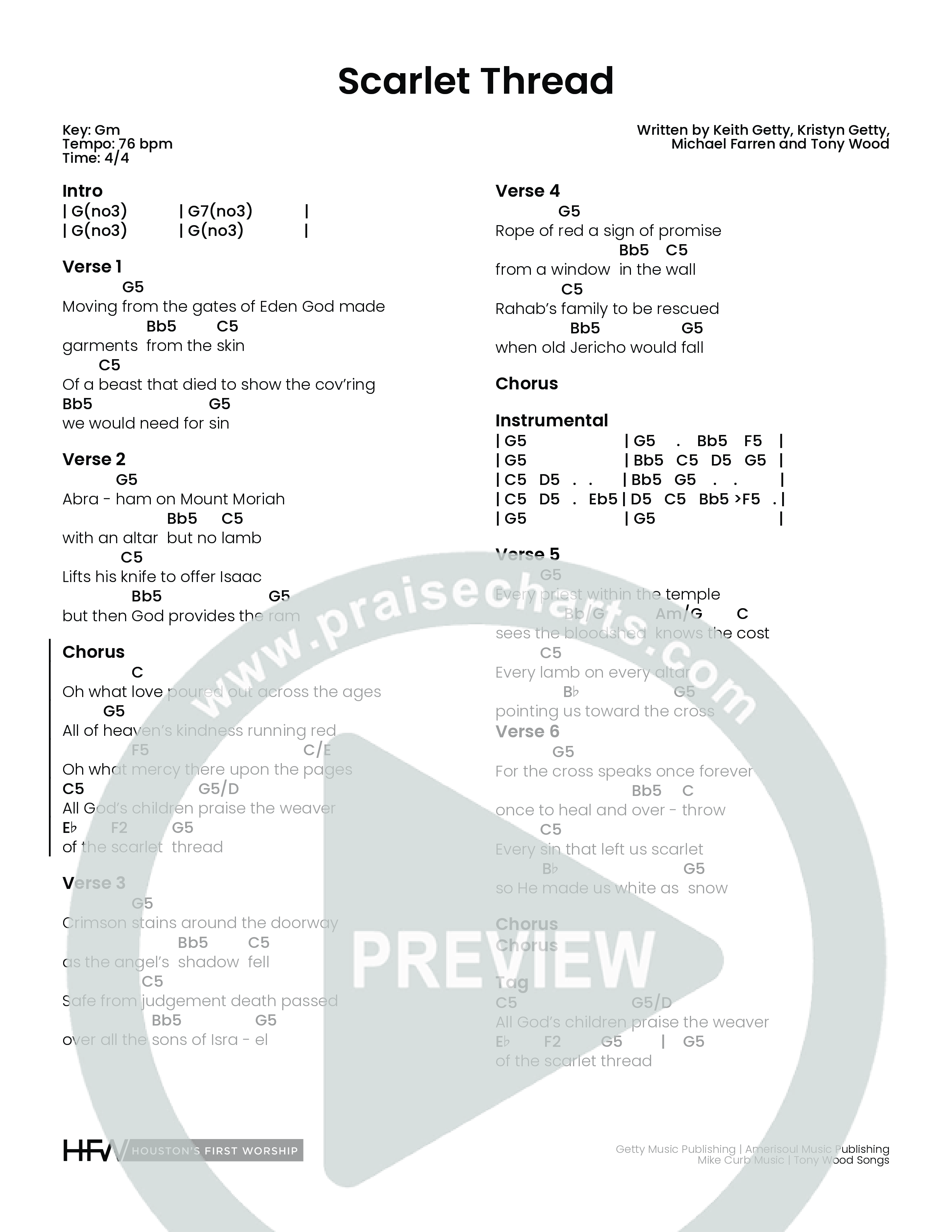 Scarlet Thread (Choral Anthem SATB) Chord Chart (Houston's First Worship)