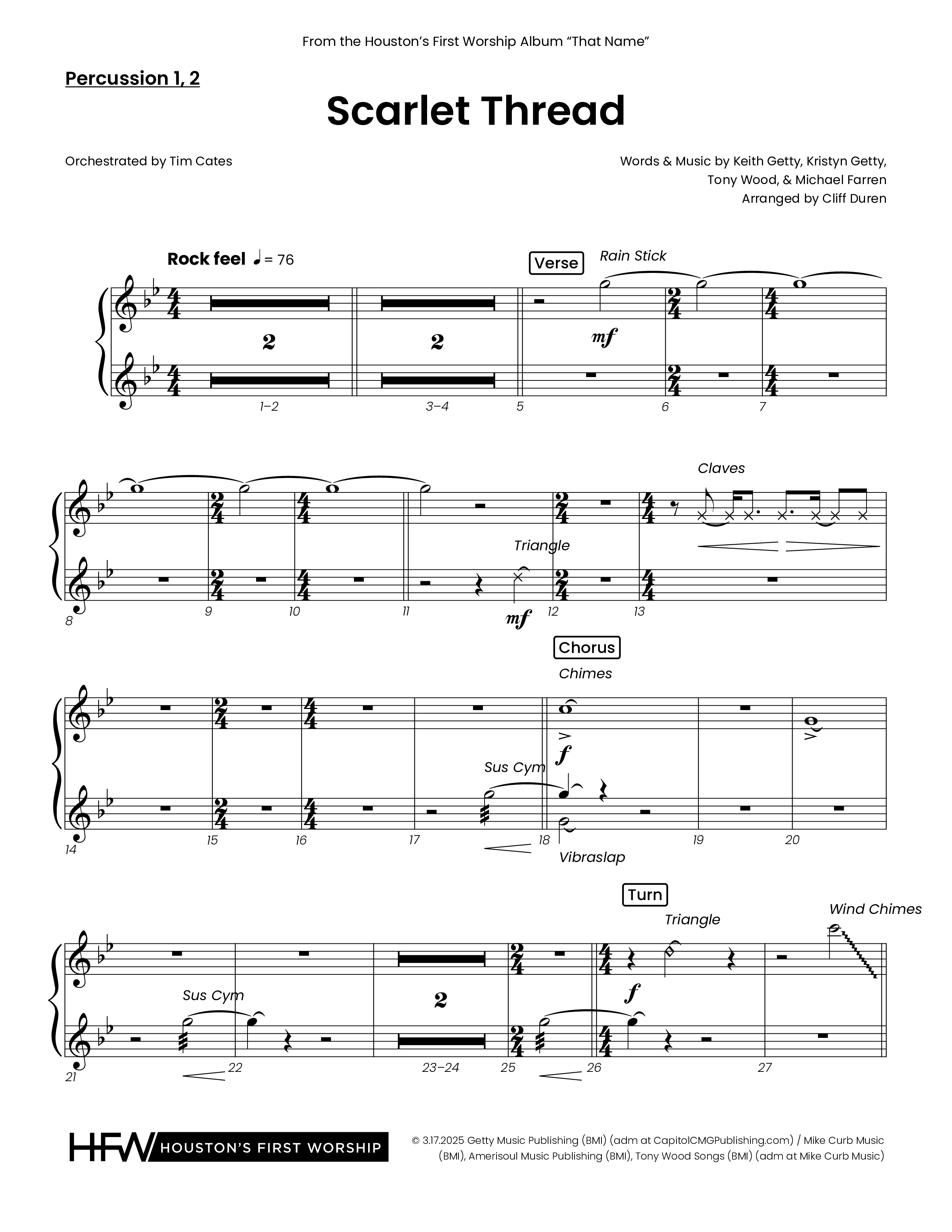 Scarlet Thread (Choral Anthem SATB) Percussion (Houston's First Worship)