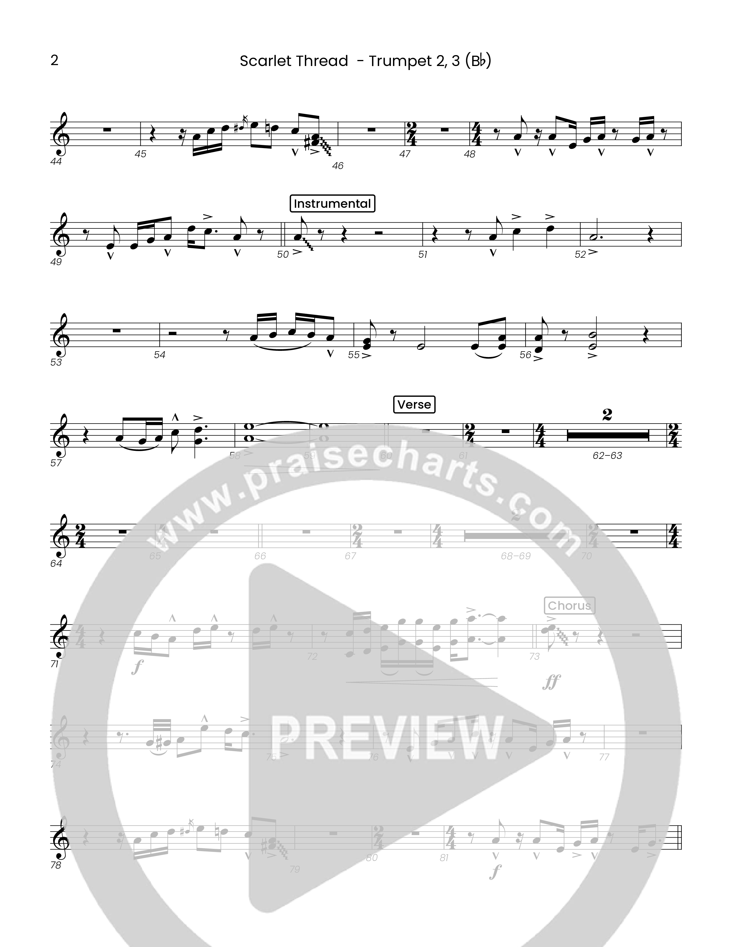 Scarlet Thread (Choral Anthem SATB) Trumpet 2/3 (Houston's First Worship)