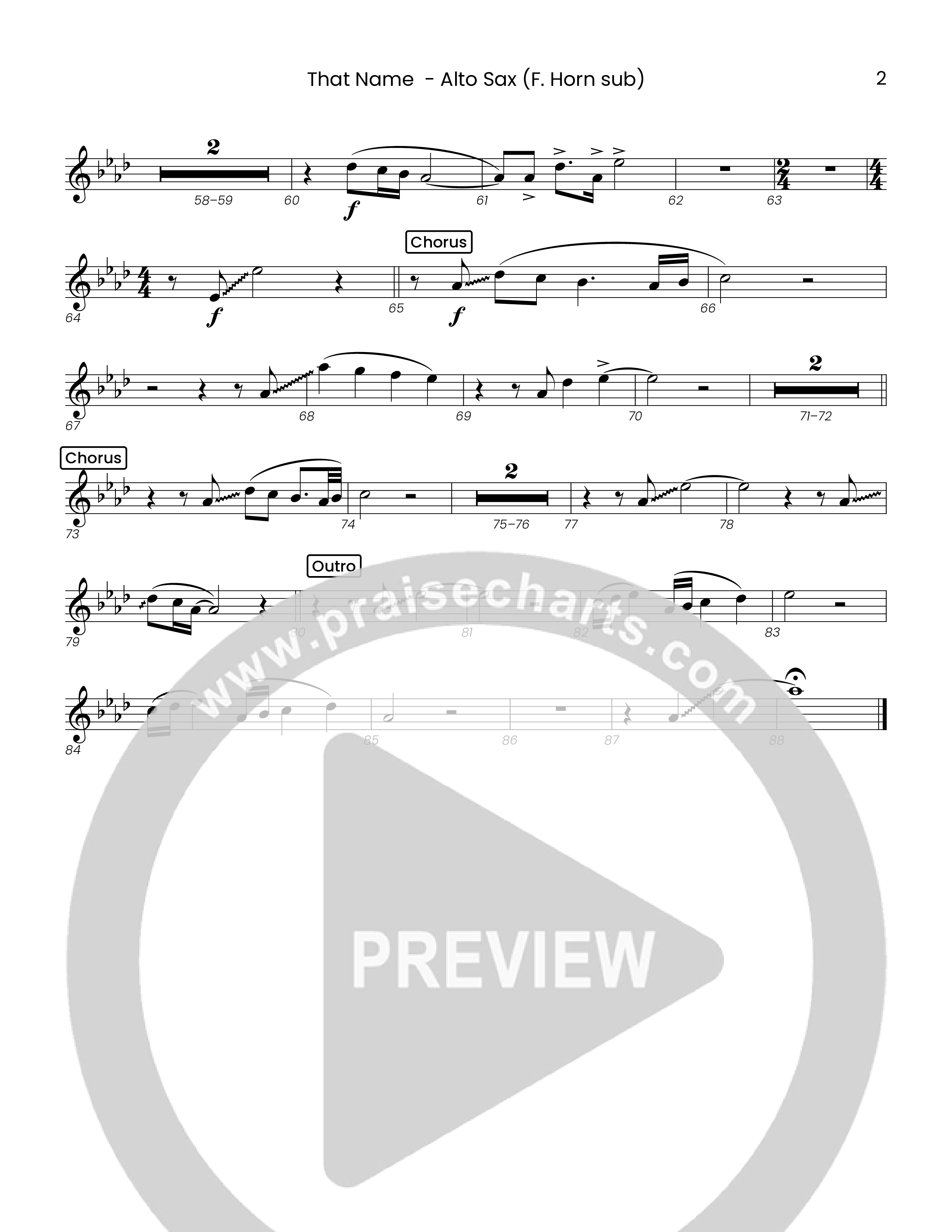 That Name (Choral Anthem SATB) Alto Sax (Houston's First Worship)