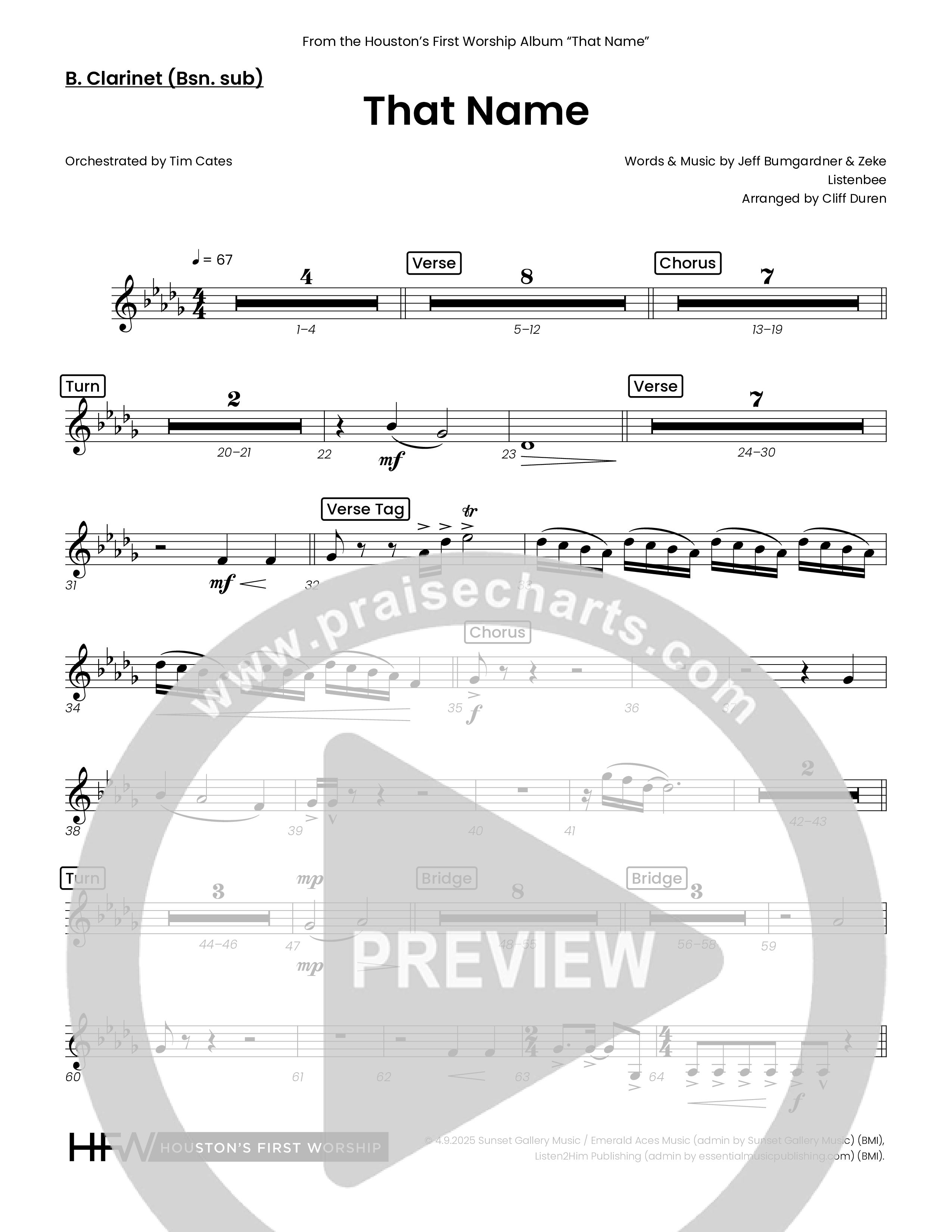 That Name (Choral Anthem SATB) Bass Clarinet (Houston's First Worship)