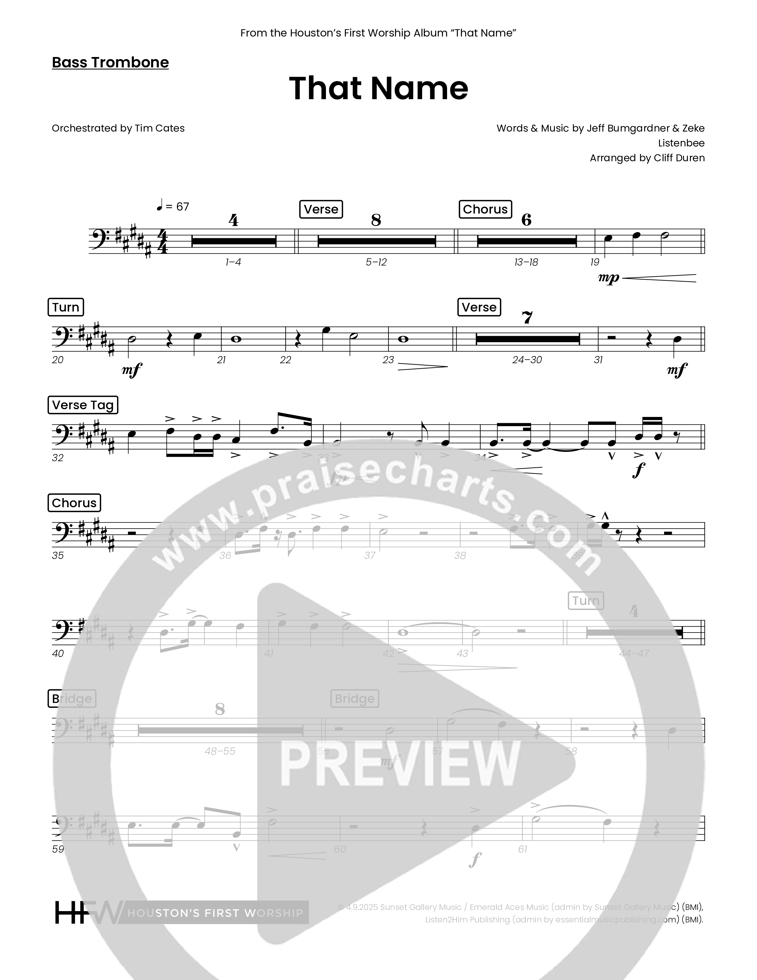 That Name (Choral Anthem SATB) Bass Trombone (Houston's First Worship)