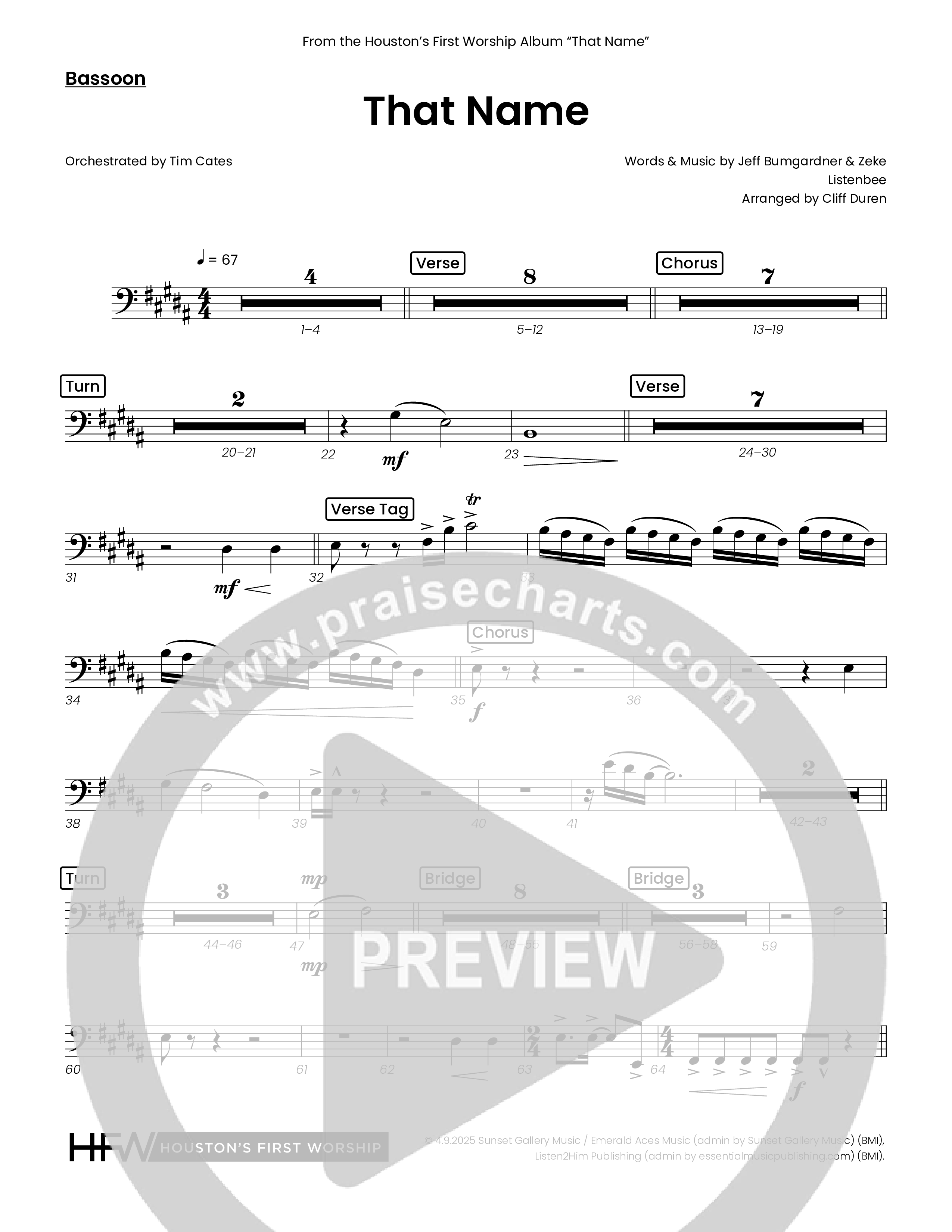 That Name (Choral Anthem SATB) Bassoon (Houston's First Worship)