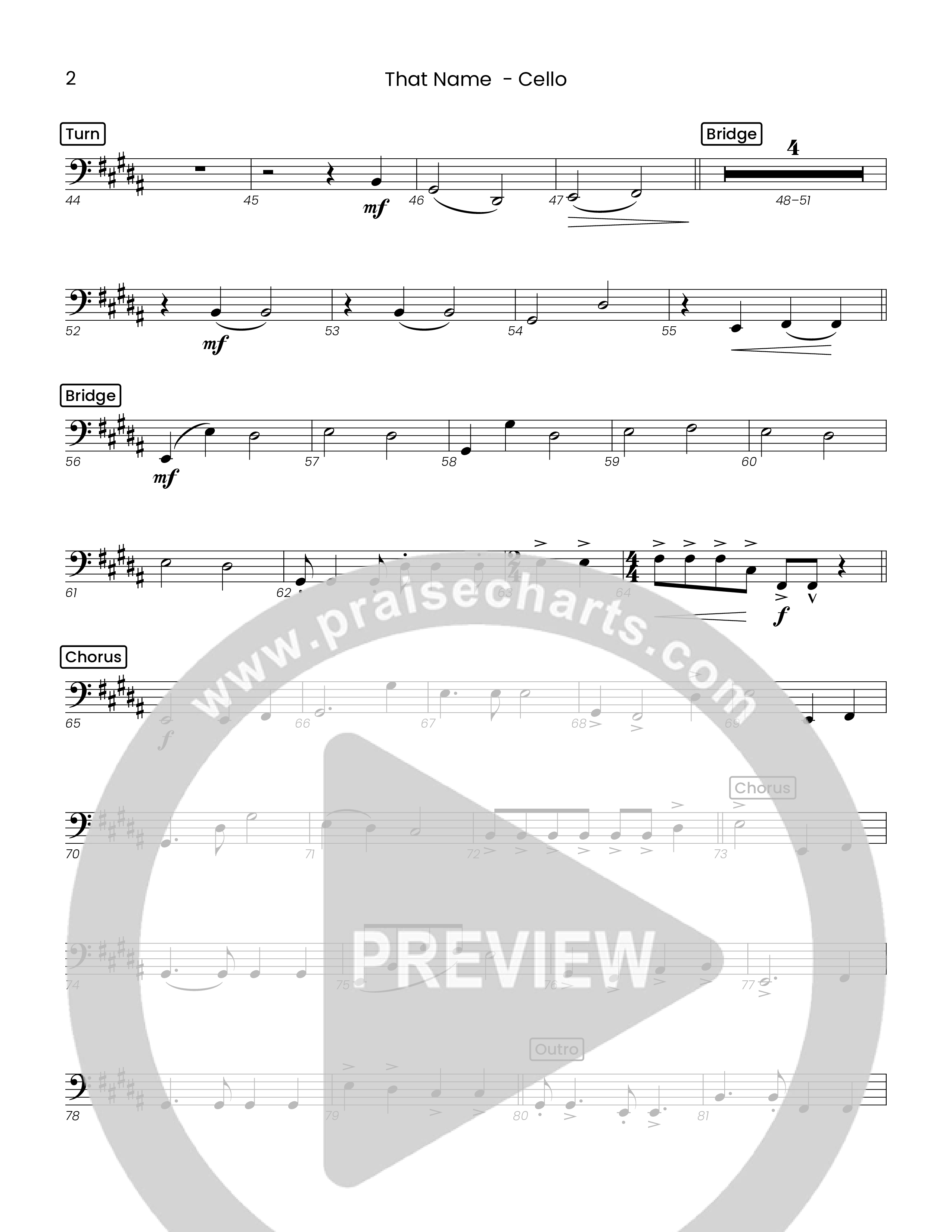 That Name (Choral Anthem SATB) Cello (Houston's First Worship)