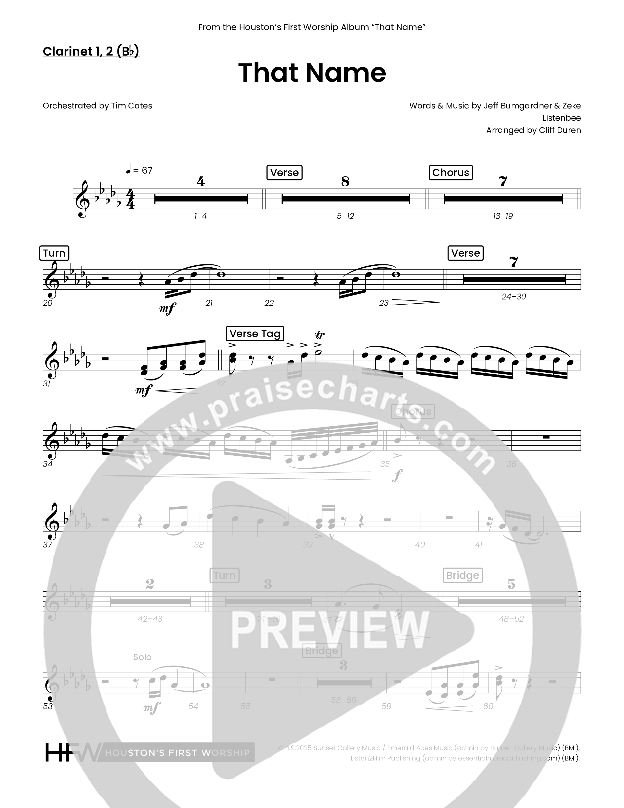 That Name (Choral Anthem SATB) Clarinet 1/2 (Houston's First Worship)