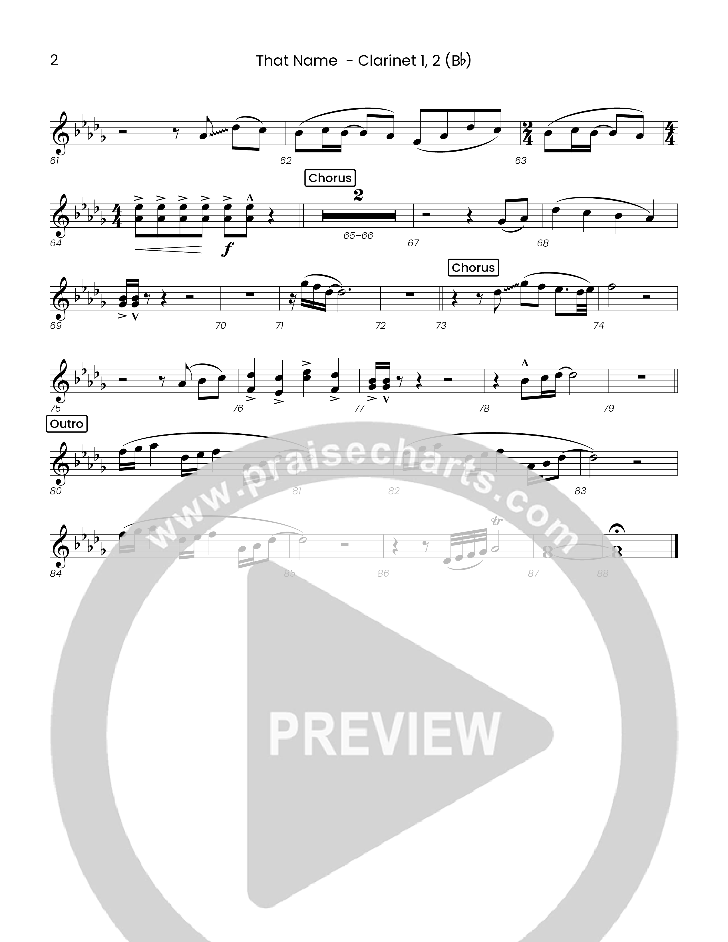 That Name (Choral Anthem SATB) Clarinet 1/2 (Houston's First Worship)