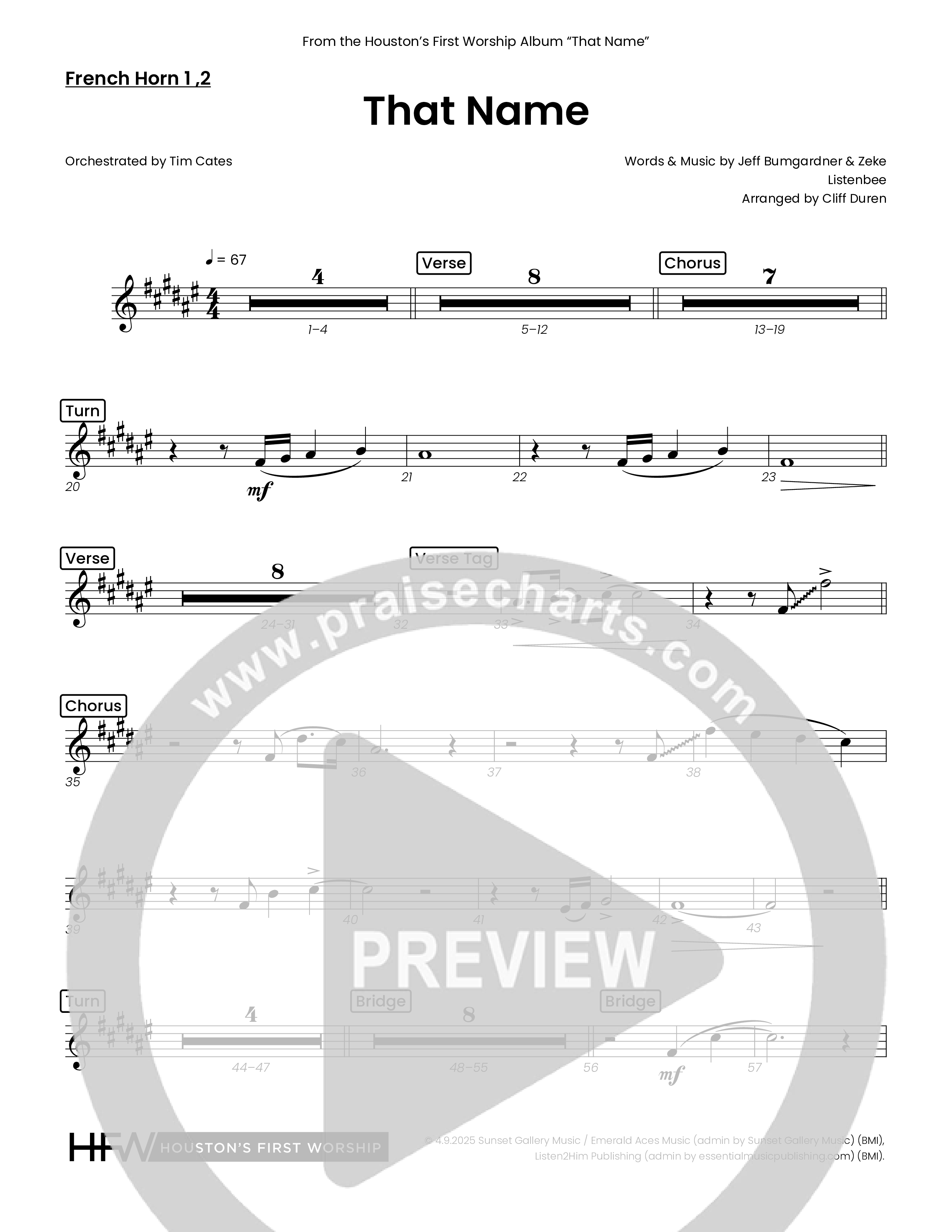 That Name (Choral Anthem SATB) French Horn 1/2 (Houston's First Worship)