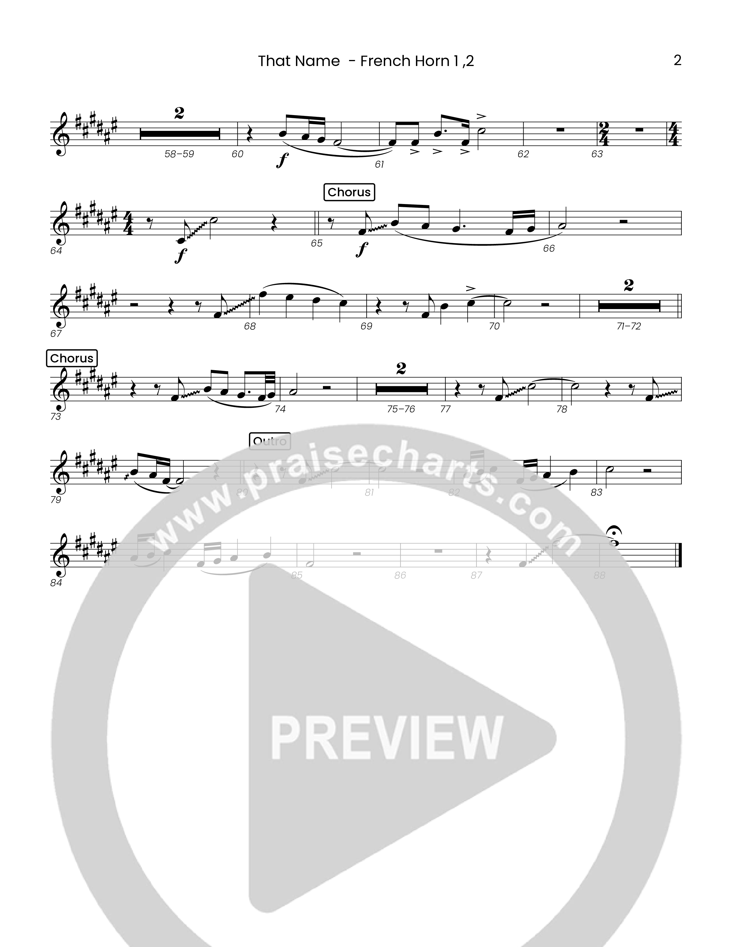 That Name (Choral Anthem SATB) French Horn 1/2 (Houston's First Worship)