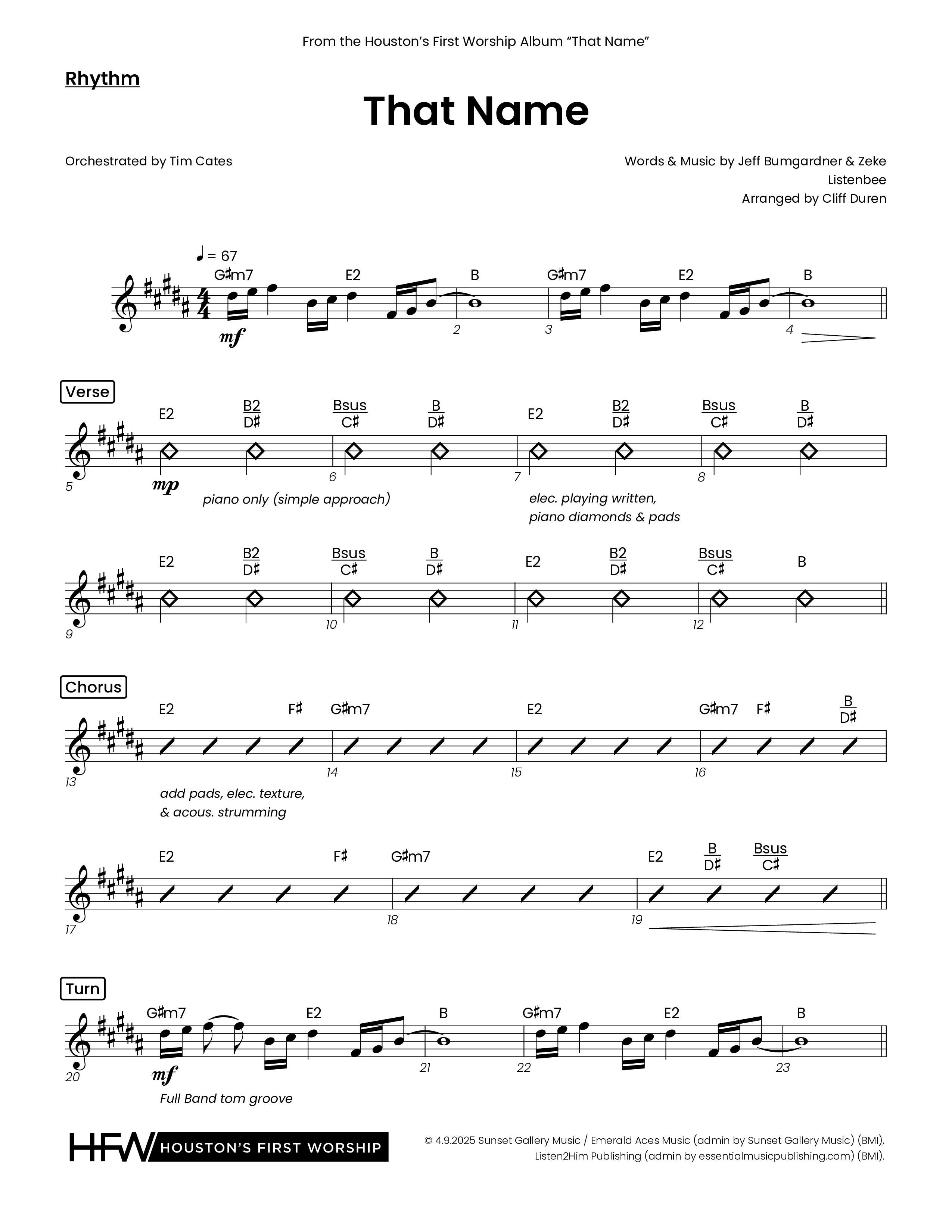 That Name (Choral Anthem SATB) Rhythm Chart (Houston's First Worship)