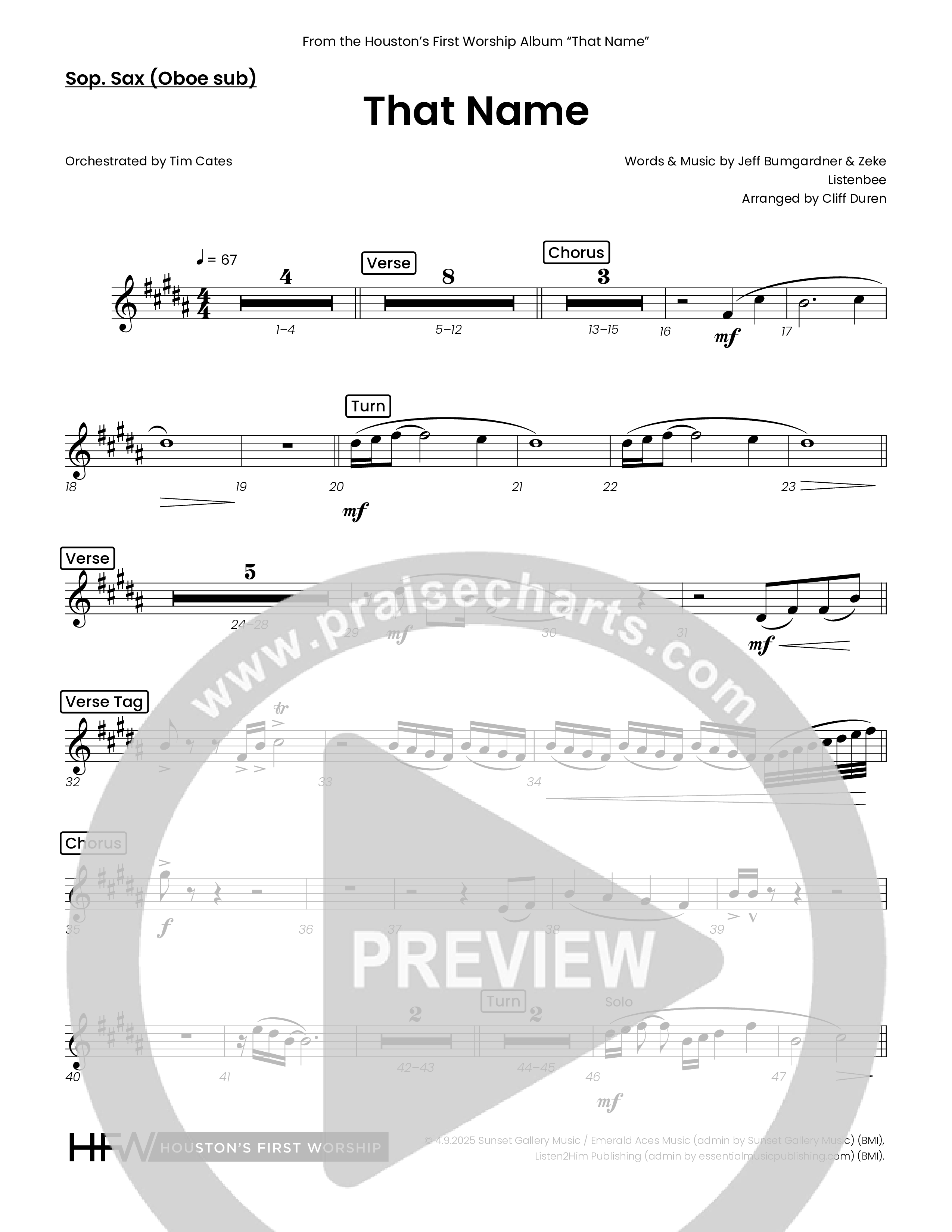 That Name (Choral Anthem SATB) Soprano Sax (Houston's First Worship)