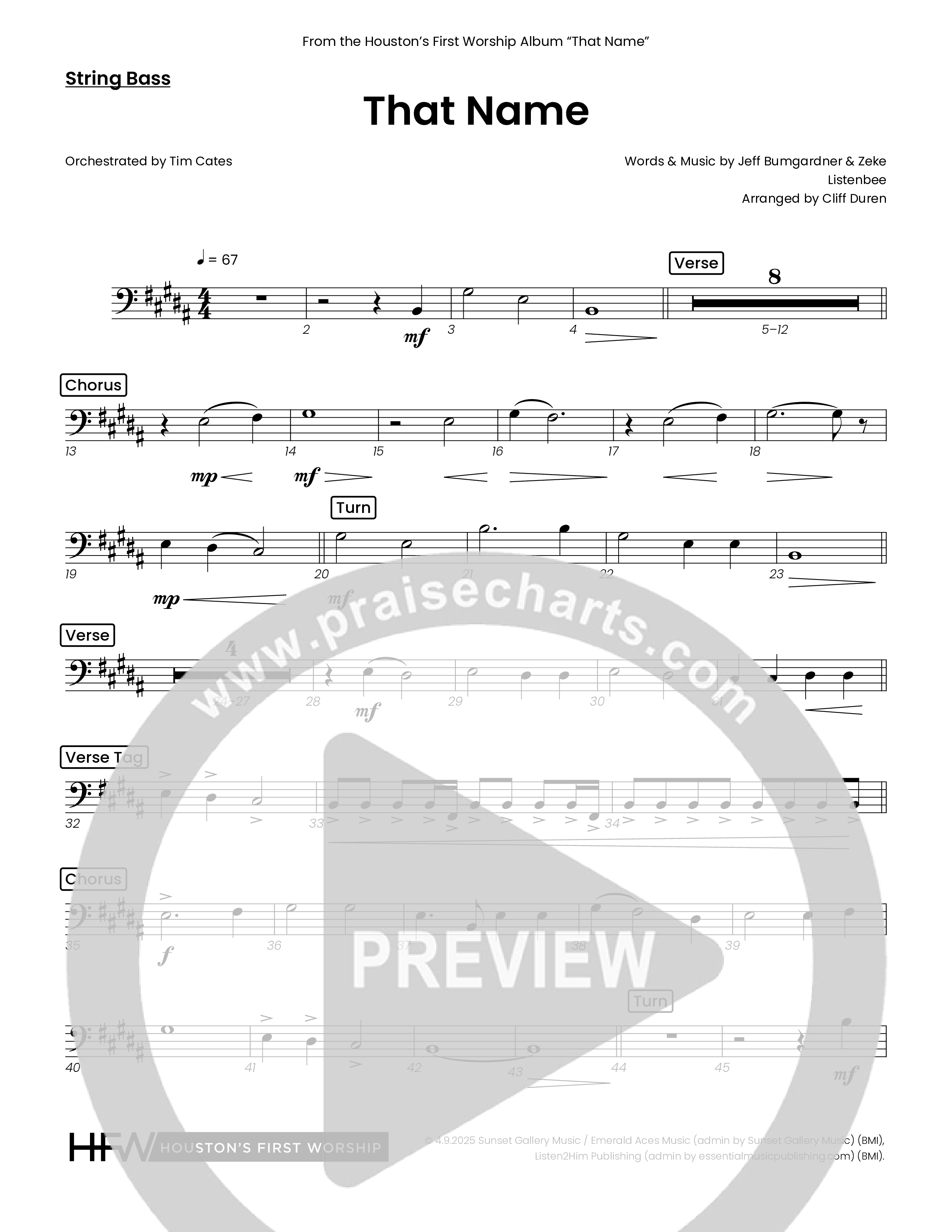 That Name (Choral Anthem SATB) String Bass (Houston's First Worship)