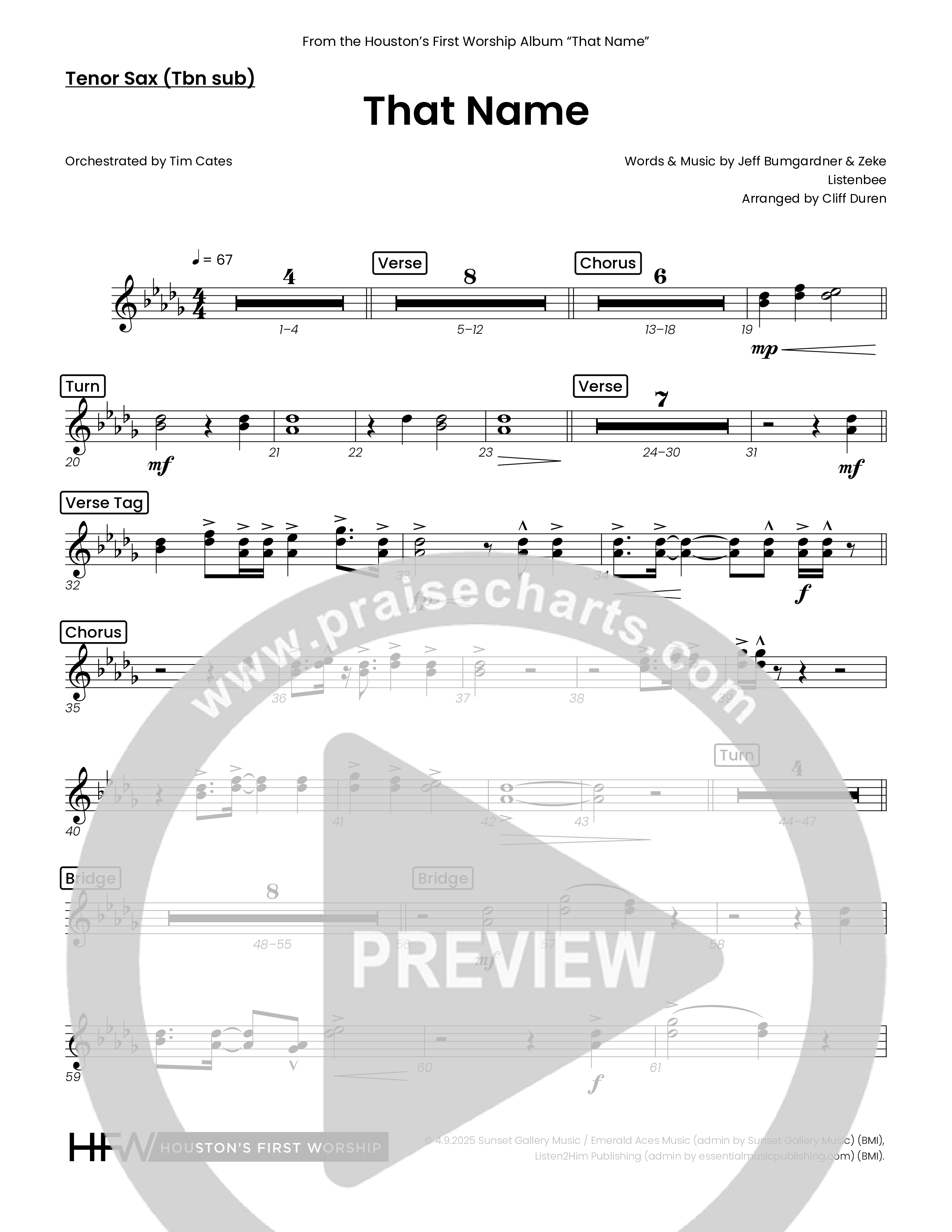 That Name (Choral Anthem SATB) Tenor Sax/Baritone T.C. (Houston's First Worship)