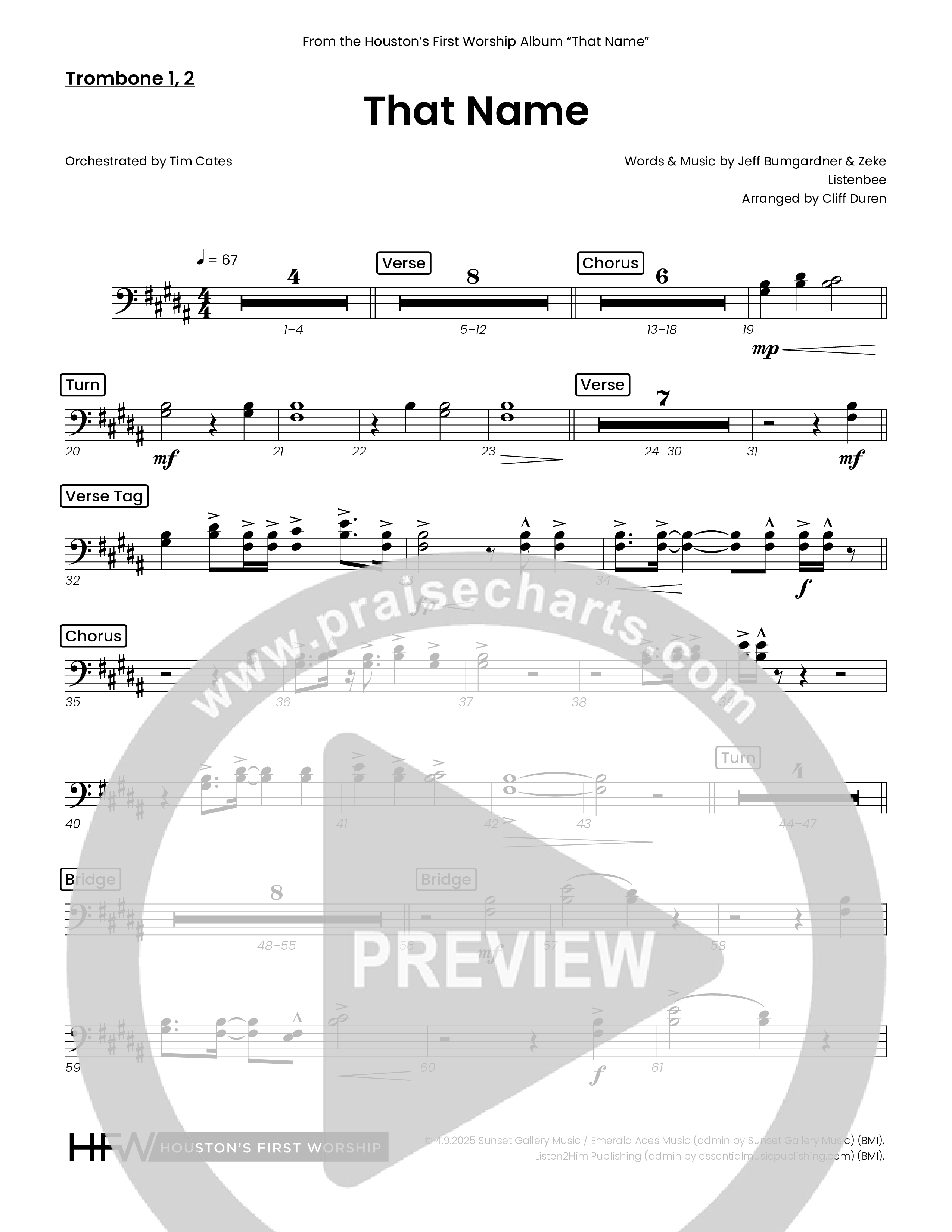 That Name (Choral Anthem SATB) Trombone 1/2 (Houston's First Worship)