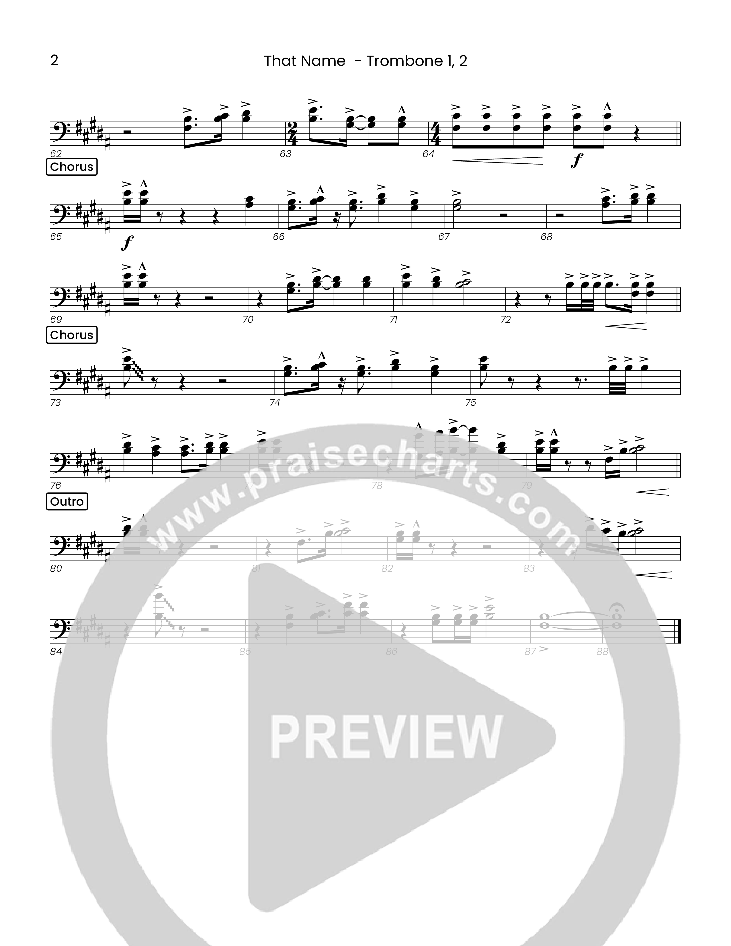 That Name (Choral Anthem SATB) Trombone 1/2 (Houston's First Worship)