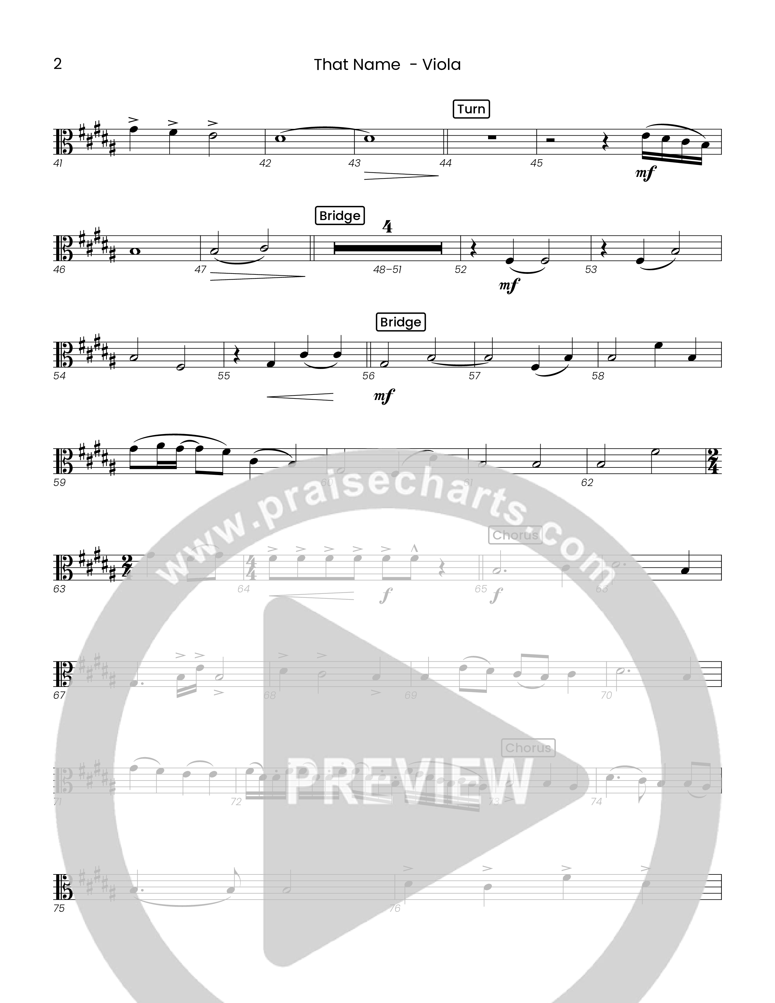 That Name (Choral Anthem SATB) Viola (Houston's First Worship)