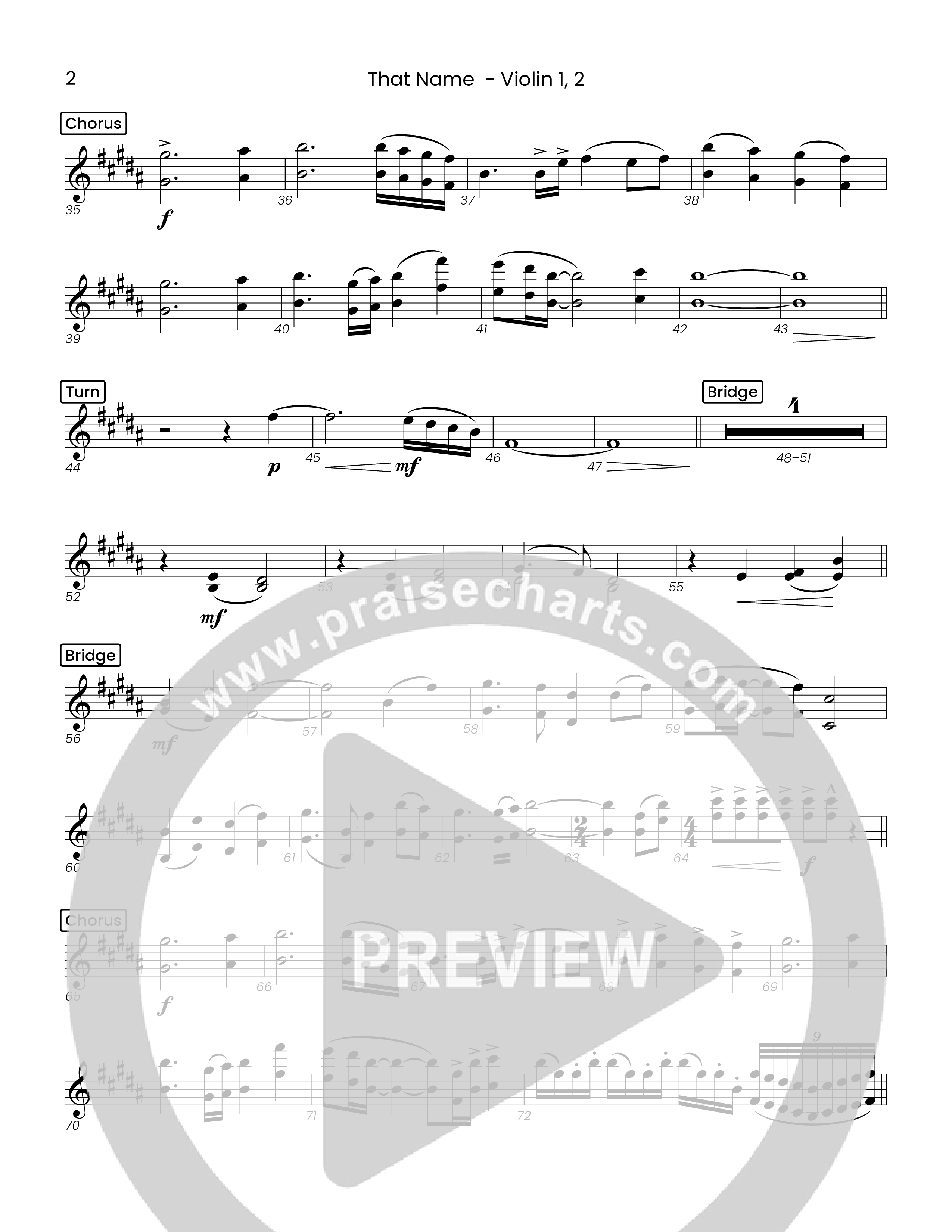 That Name (Choral Anthem SATB) Violin 1/2 (Houston's First Worship)