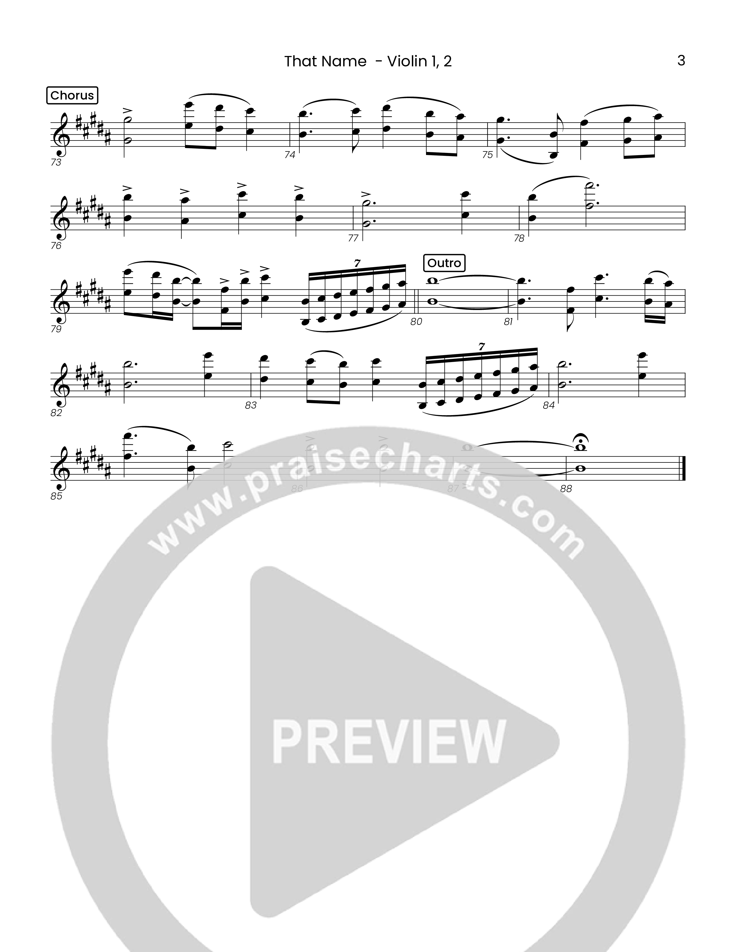 That Name (Choral Anthem SATB) Violin 1/2 (Houston's First Worship)