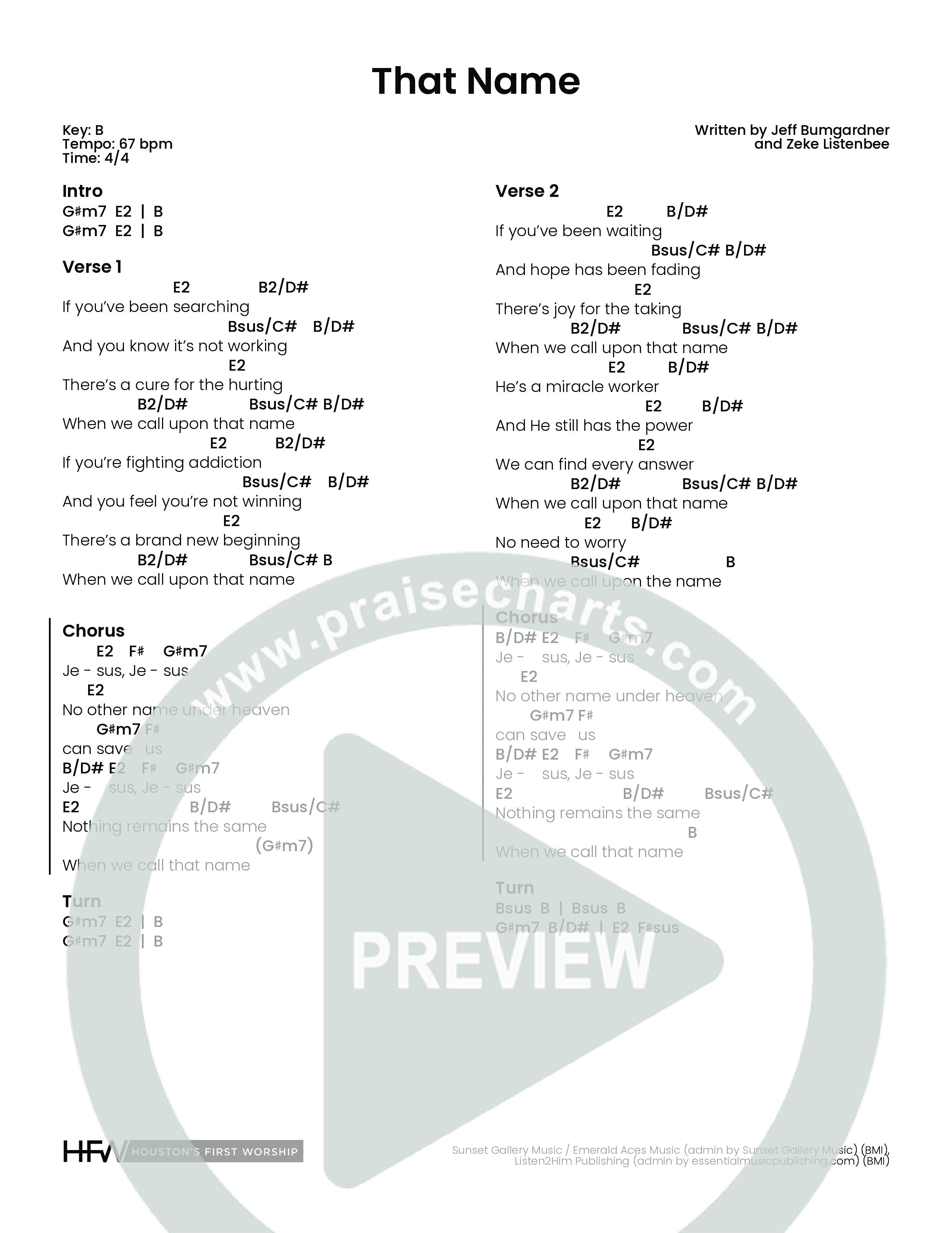 That Name (Choral Anthem SATB) Chord Chart (Houston's First Worship)