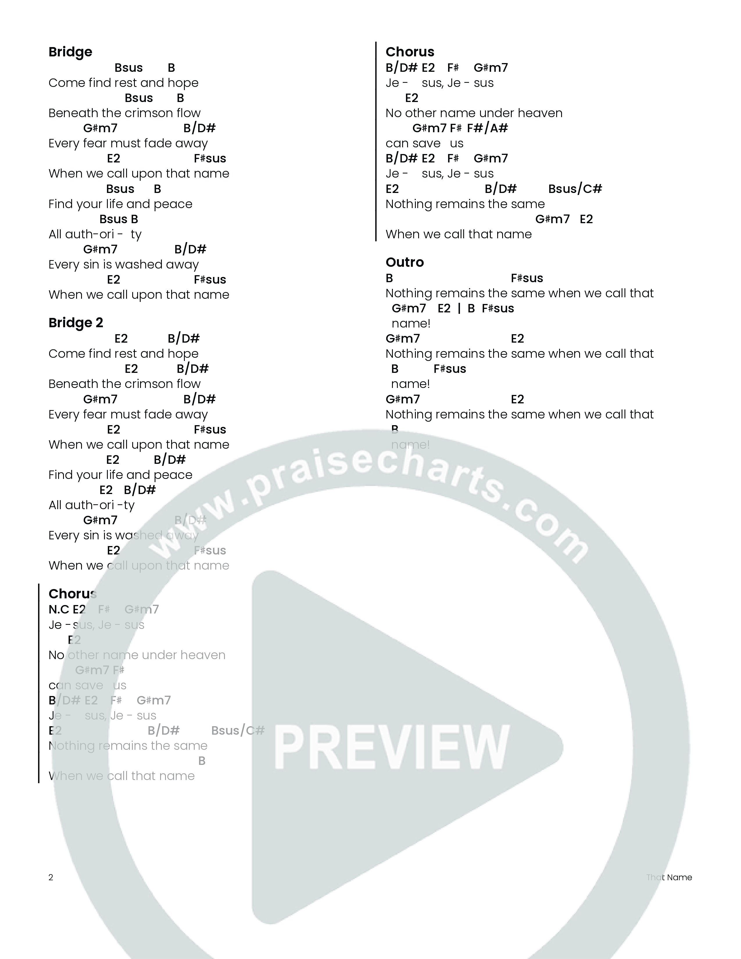 That Name (Choral Anthem SATB) Chord Chart (Houston's First Worship)