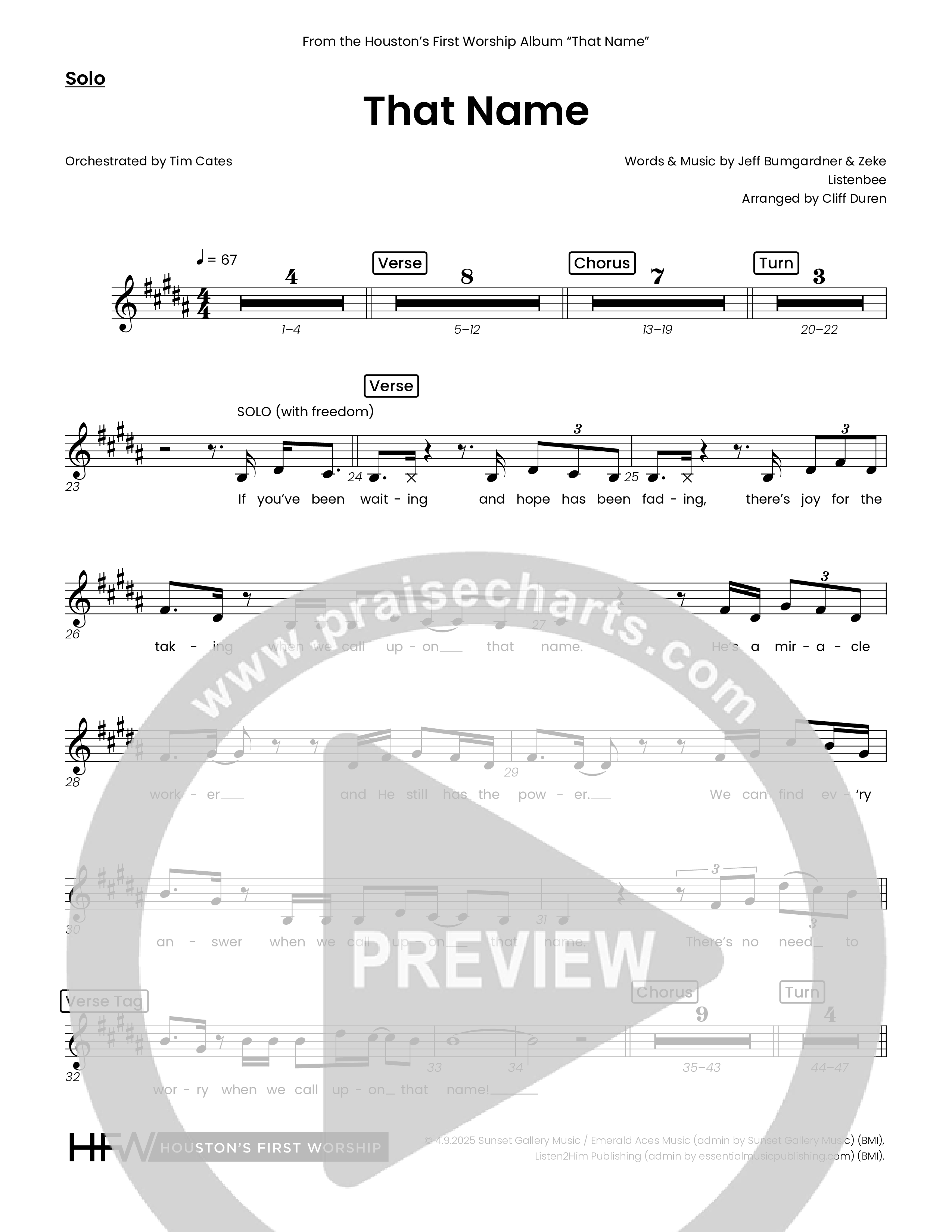 That Name (Choral Anthem SATB) Solo Line (Houston's First Worship)