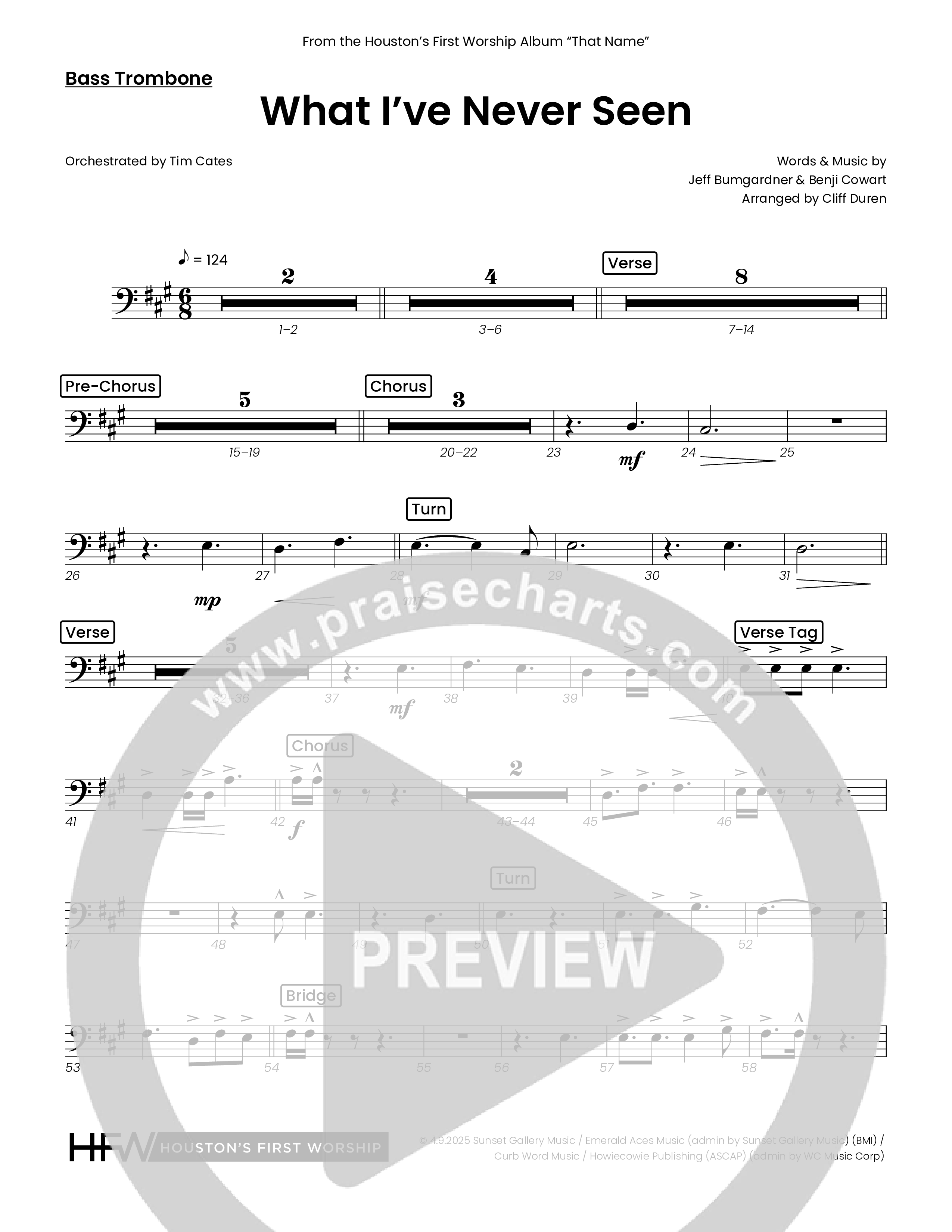 What I've Never Seen (Choral Anthem SATB) Bass Trombone (Houston's First Worship)
