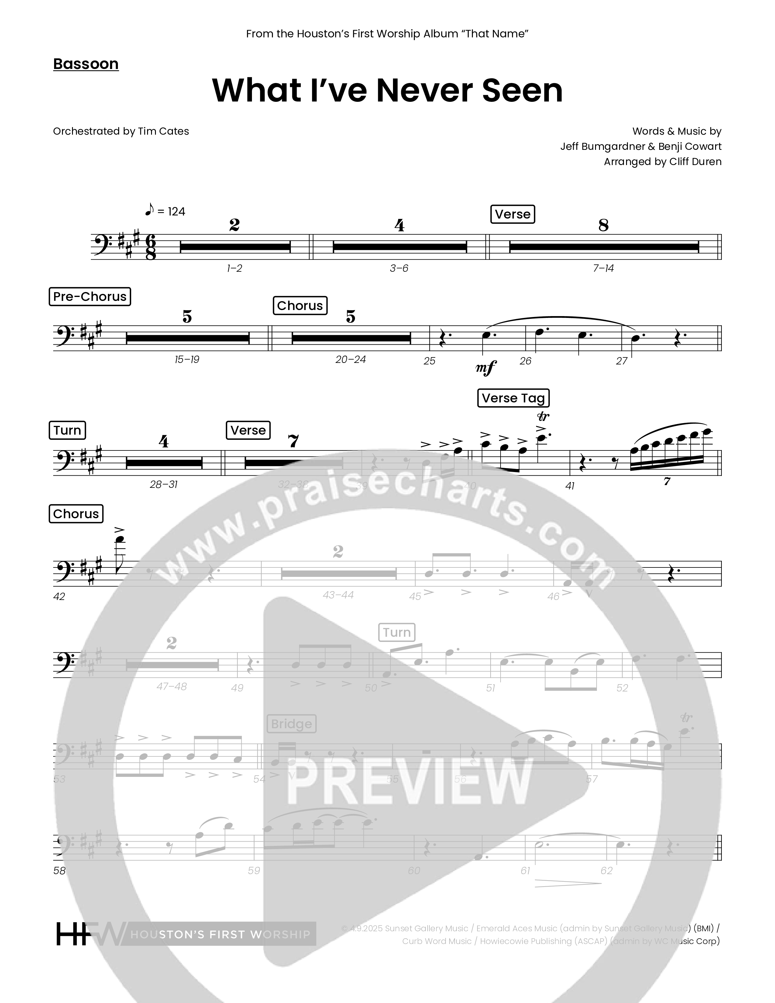 What I've Never Seen (Choral Anthem SATB) Bassoon (Houston's First Worship)