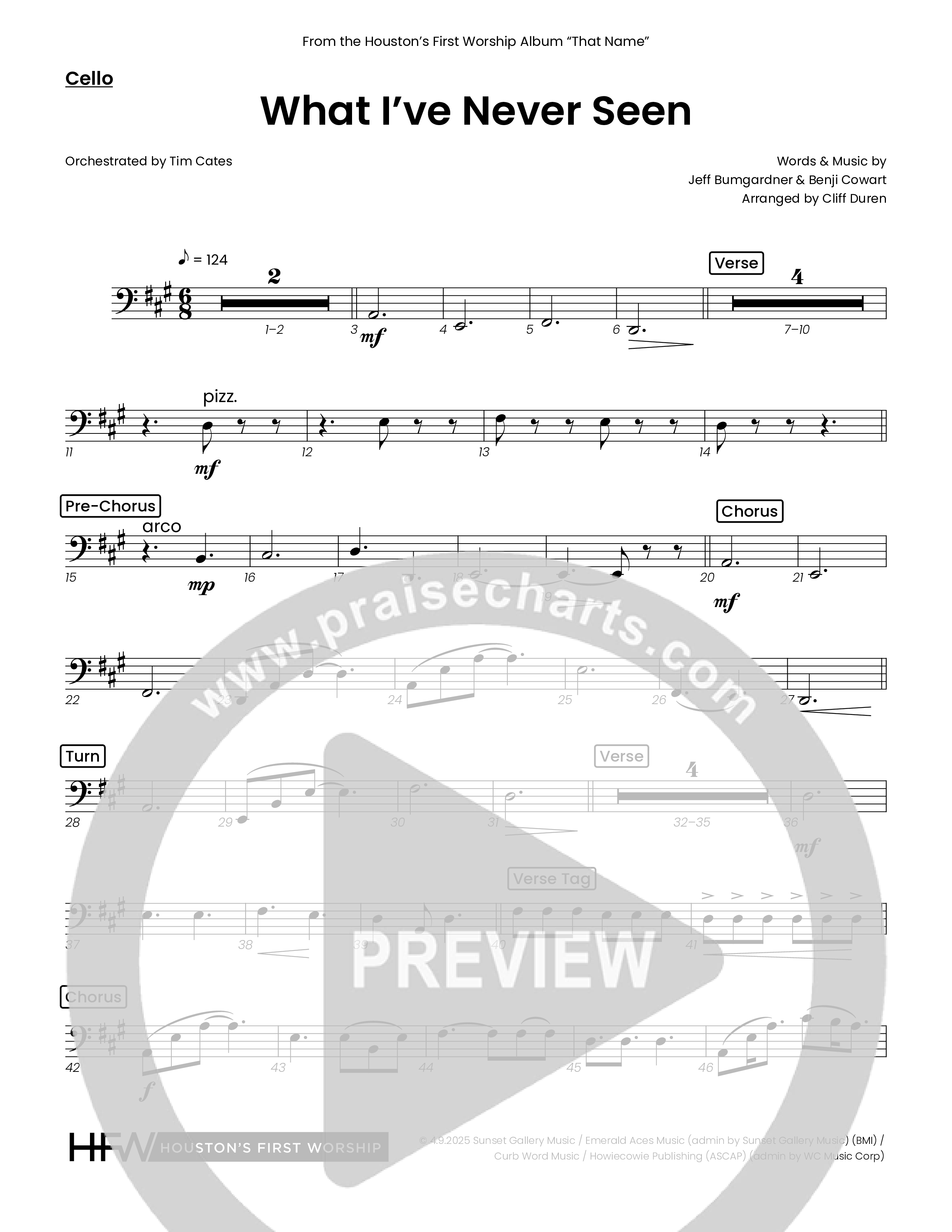 What I've  Never Seen (Choral Anthem SATB) Cello (Houston's First Worship)