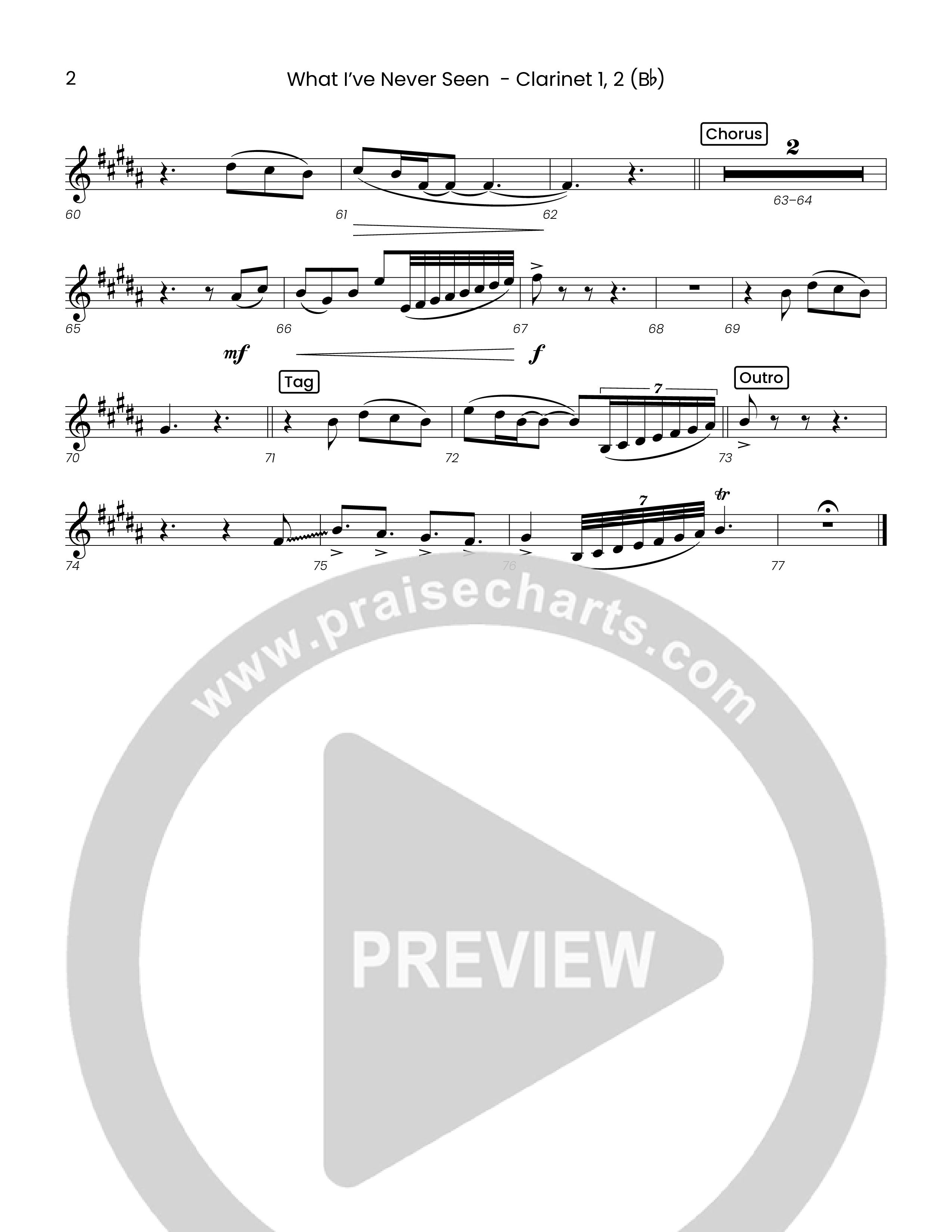 What I've  Never Seen (Choral Anthem SATB) Clarinet 1/2 (Houston's First Worship)