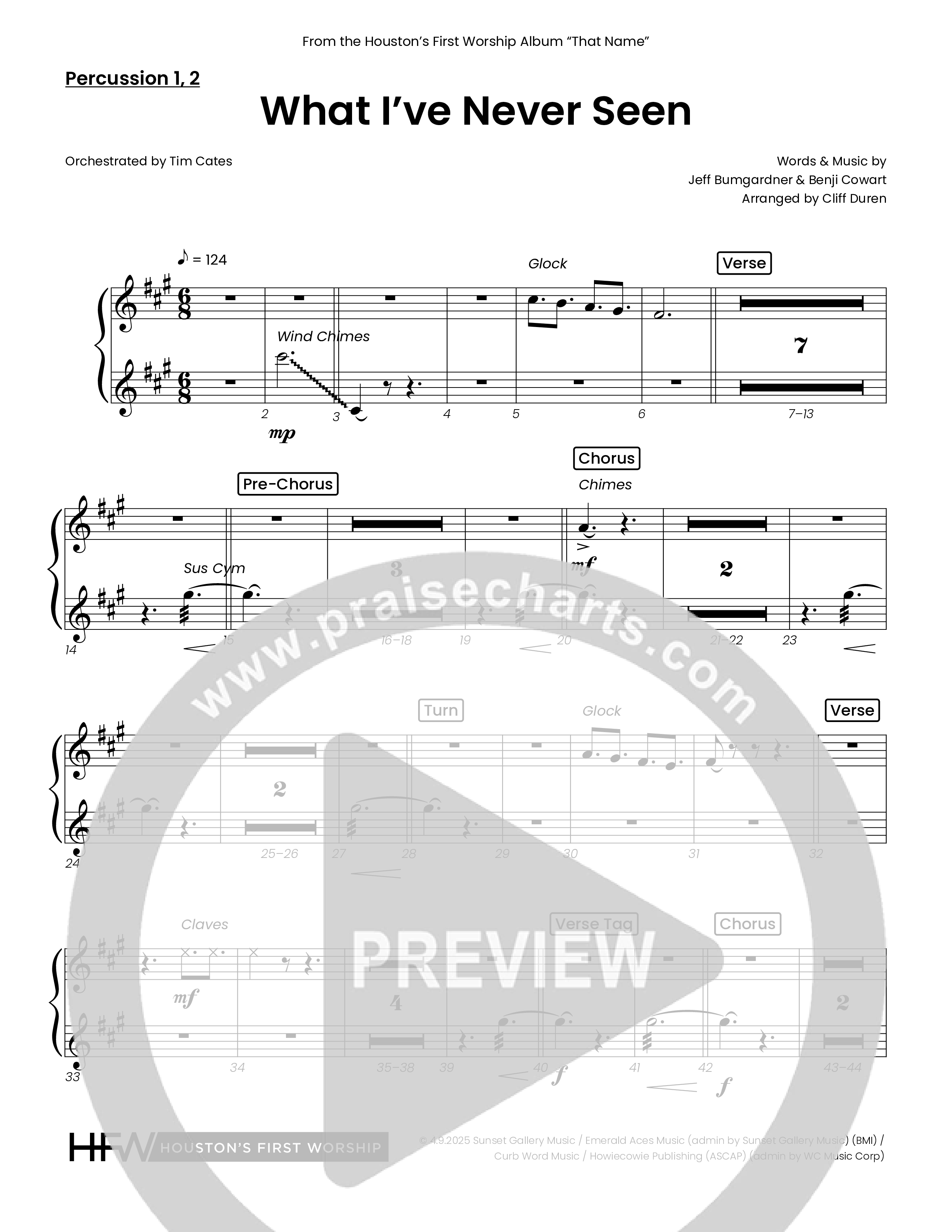 What I've Never Seen (Choral Anthem SATB) Percussion (Houston's First Worship)