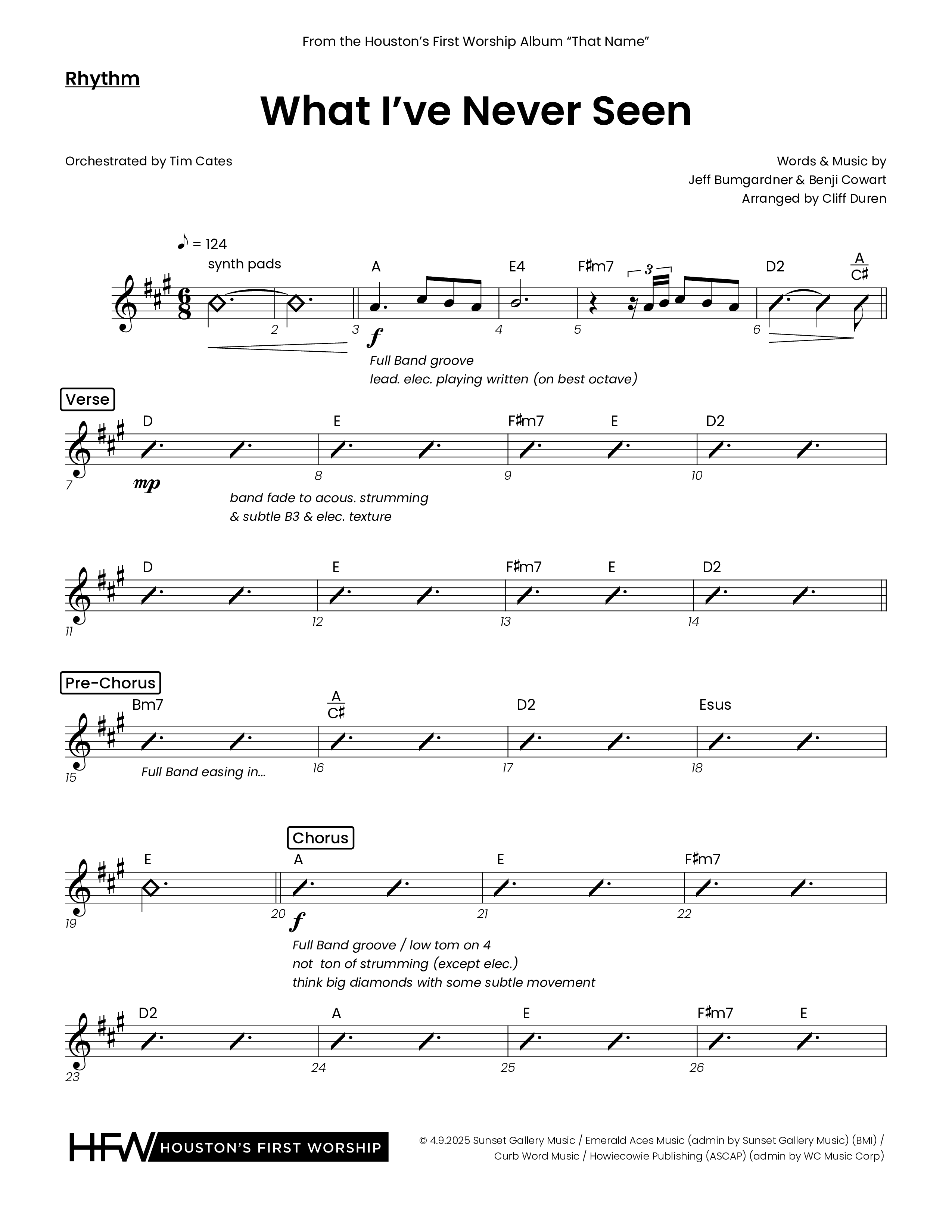 What I've Never Seen (Choral Anthem SATB) Rhythm Chart (Houston's First Worship)