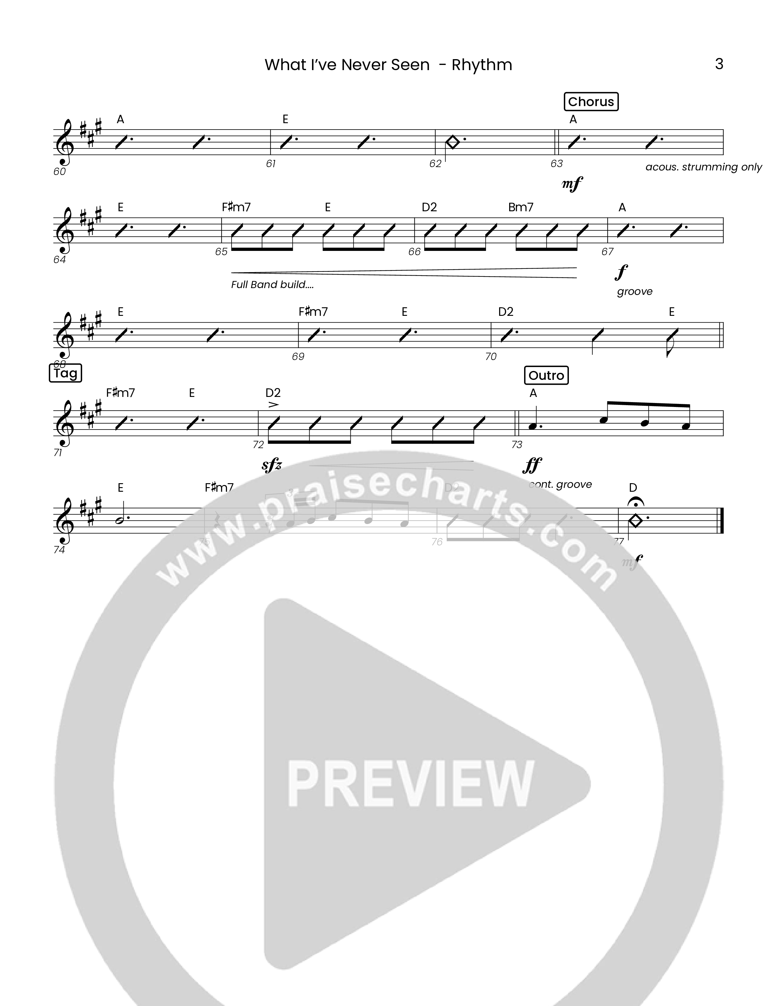 What I've Never Seen (Choral Anthem SATB) Rhythm Chart (Houston's First Worship)