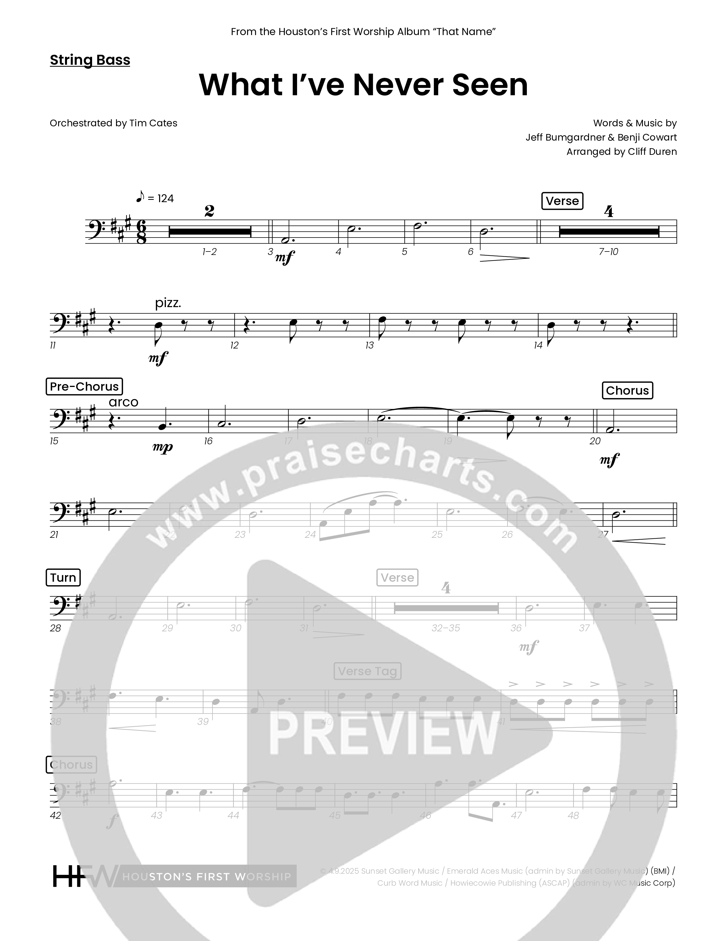 What I've  Never Seen (Choral Anthem SATB) String Bass (Houston's First Worship)