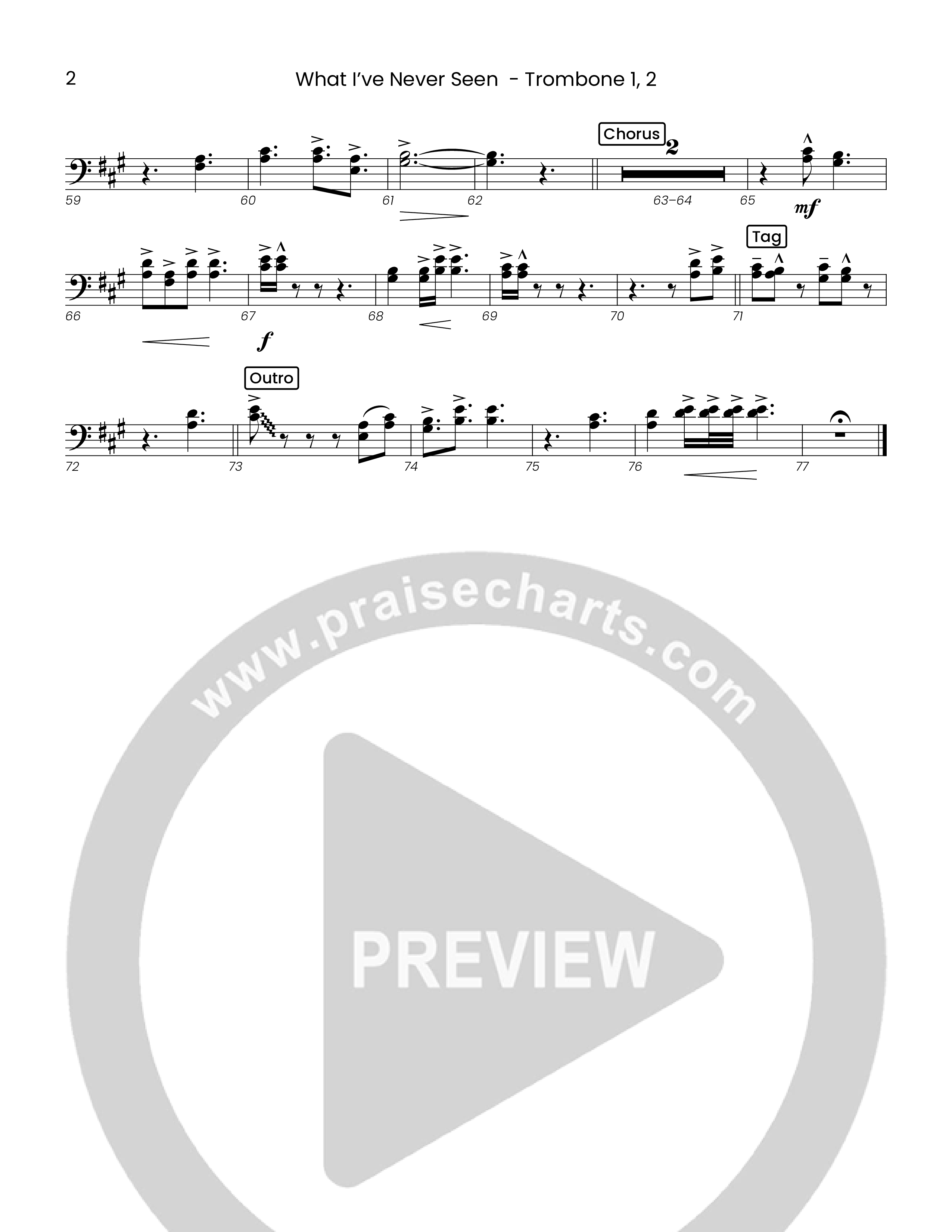 What I've  Never Seen (Choral Anthem SATB) Trombone 1/2 (Houston's First Worship)