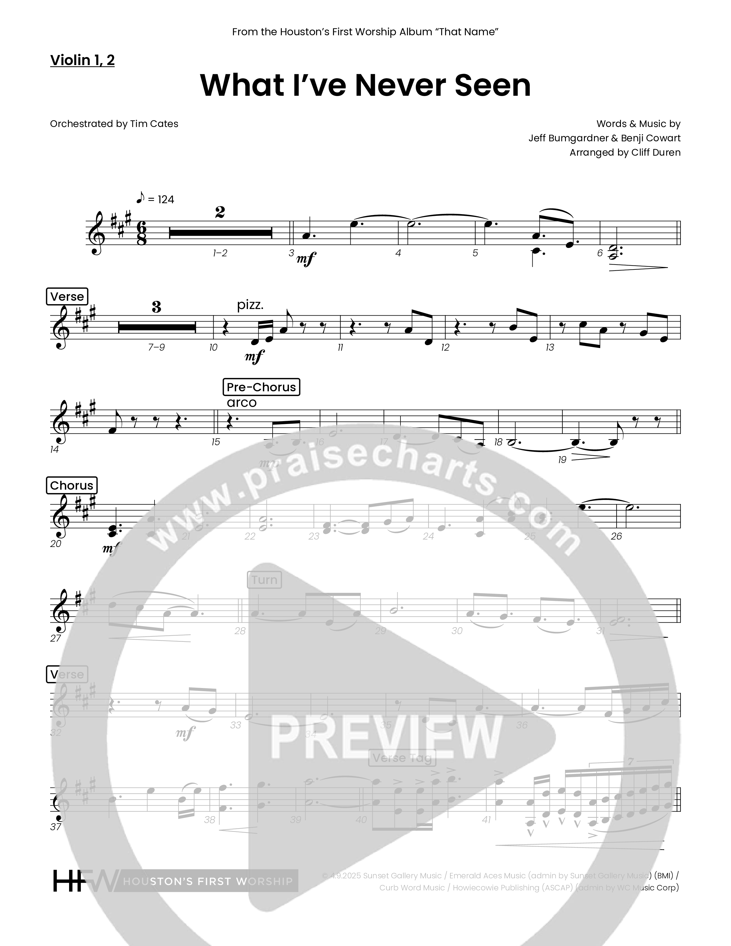 What I've Never Seen (Choral Anthem SATB) Violin 1/2 (Houston's First Worship)