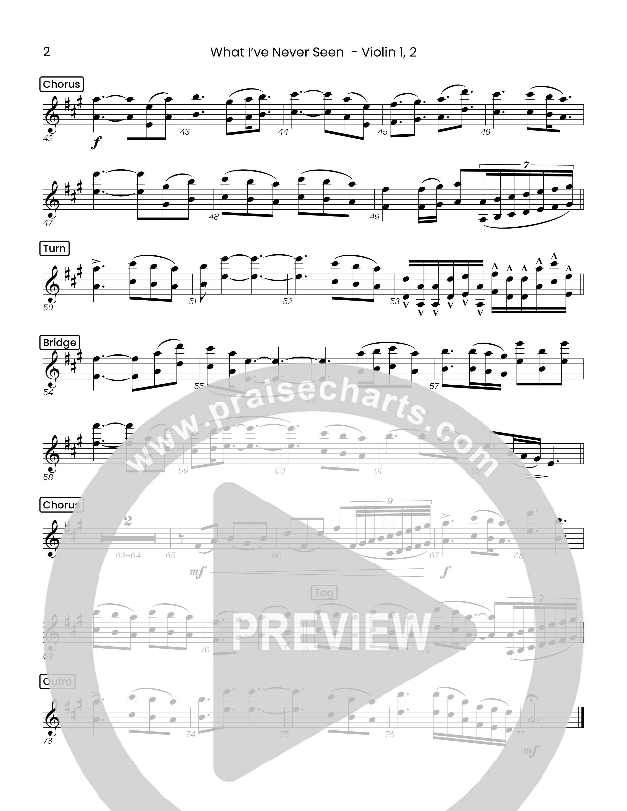 What I've Never Seen (Choral Anthem SATB) Violin 1/2 (Houston's First Worship)