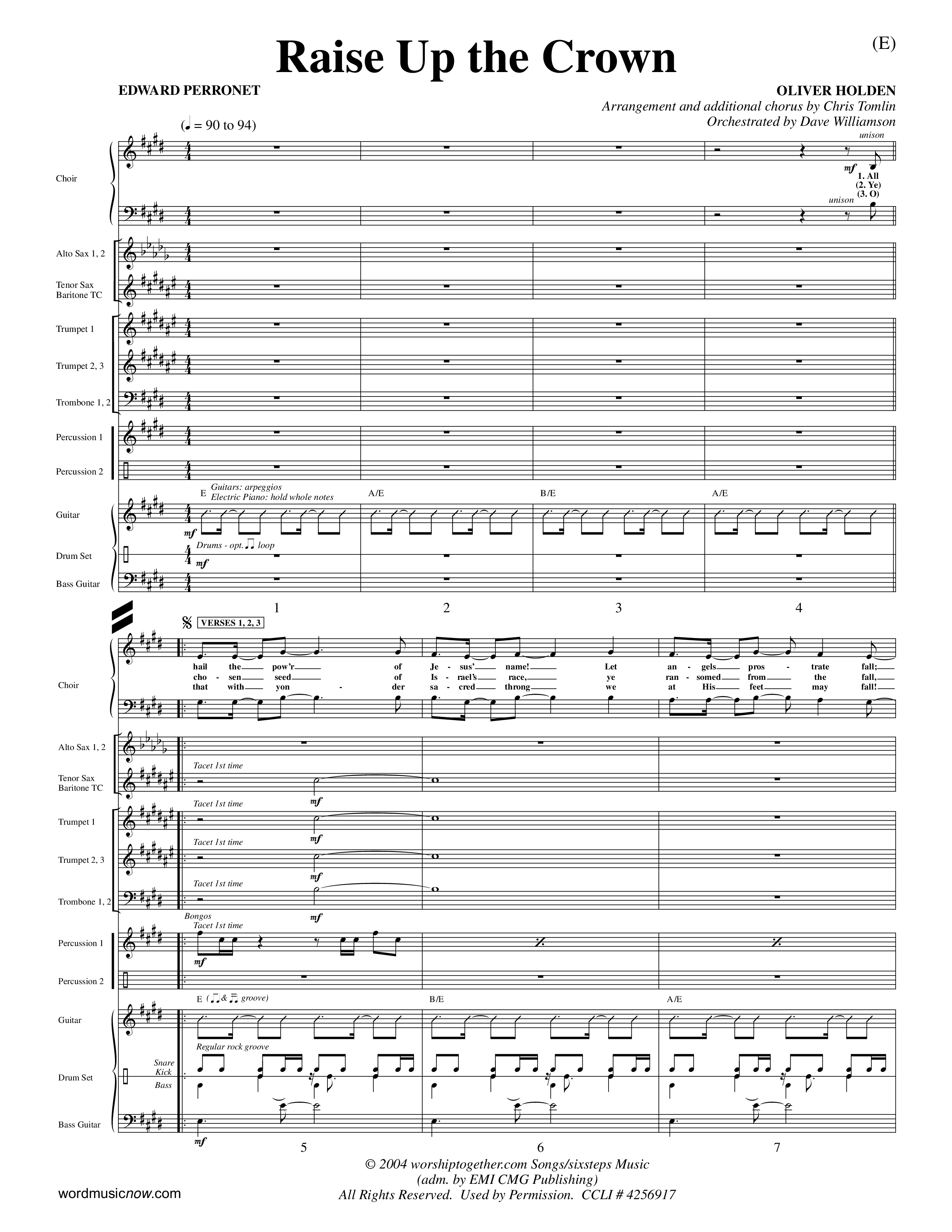 Raise Up The Crown (Choral Anthem SATB) PraiseBand (incl. Brass) (Word Music Choral / Orch. Dave Williamson)