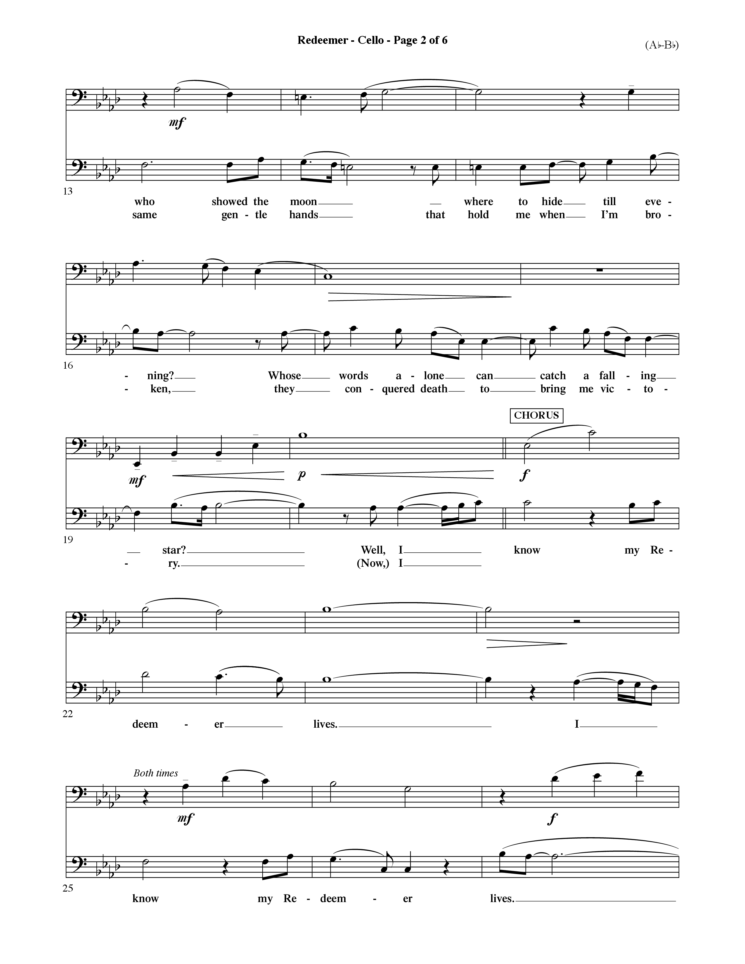 Redeemer (Choral Anthem SATB) Cello (Word Music Choral / Orch. David Shipps)
