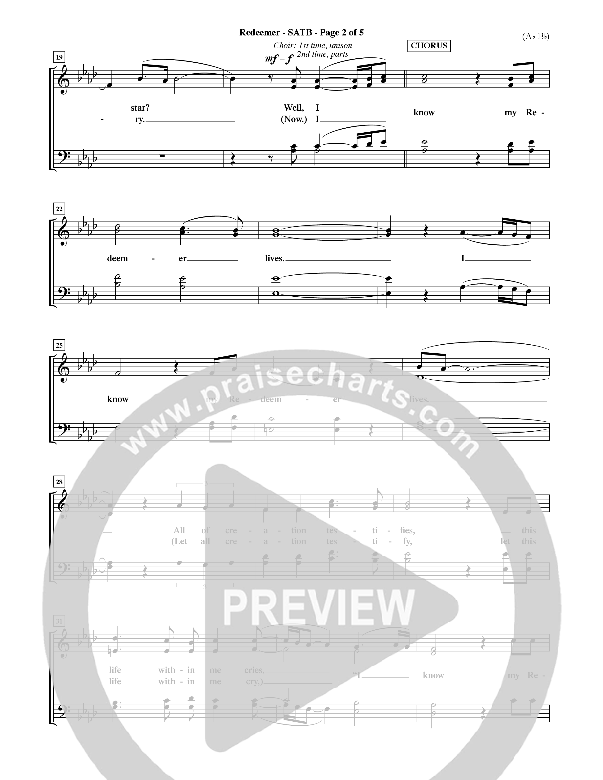 Redeemer (Choral Anthem SATB) Choir Sheet (SATB) (Word Music Choral / Orch. David Shipps)