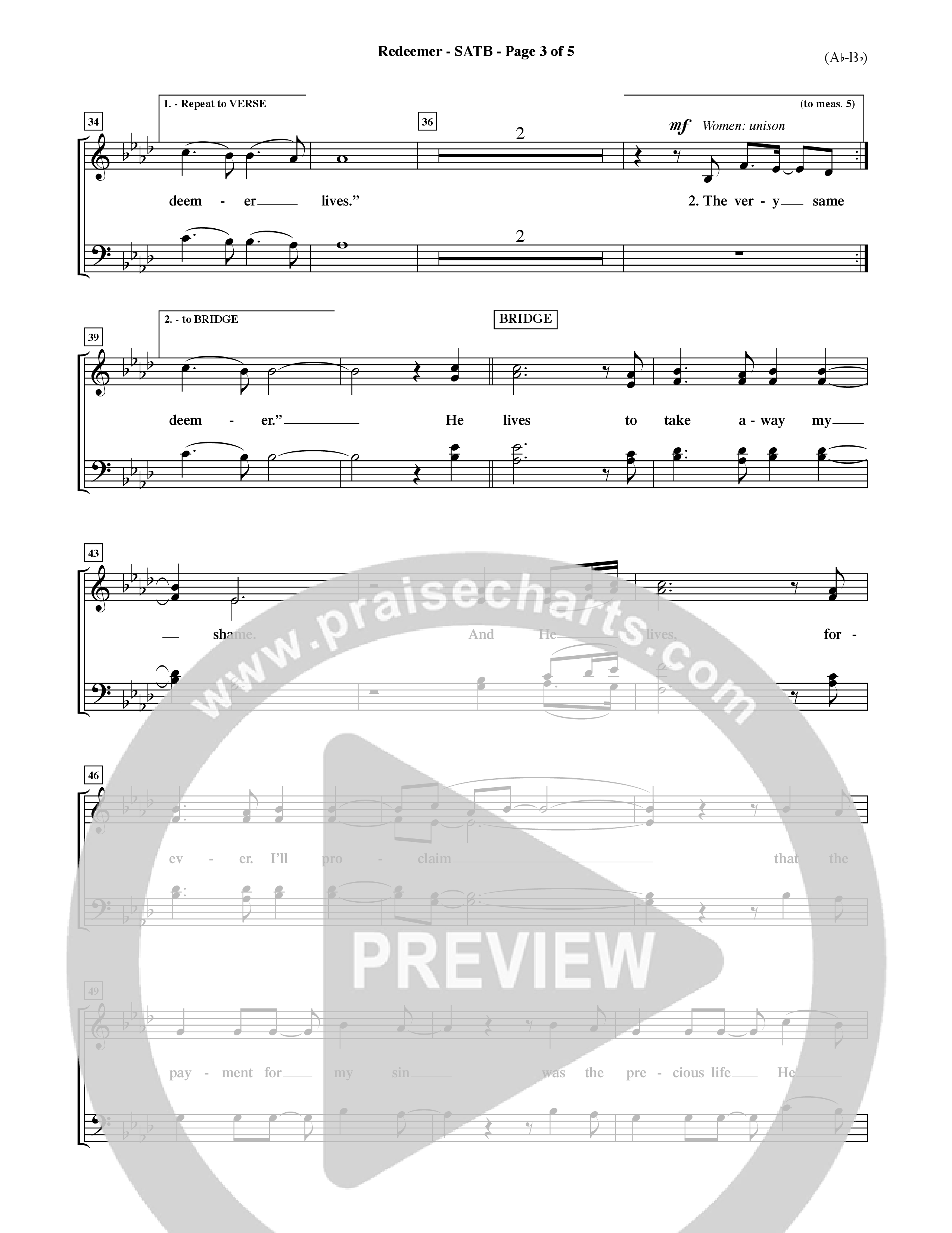 Redeemer (Choral Anthem SATB) Choir Sheet (SATB) (Word Music Choral / Orch. David Shipps)