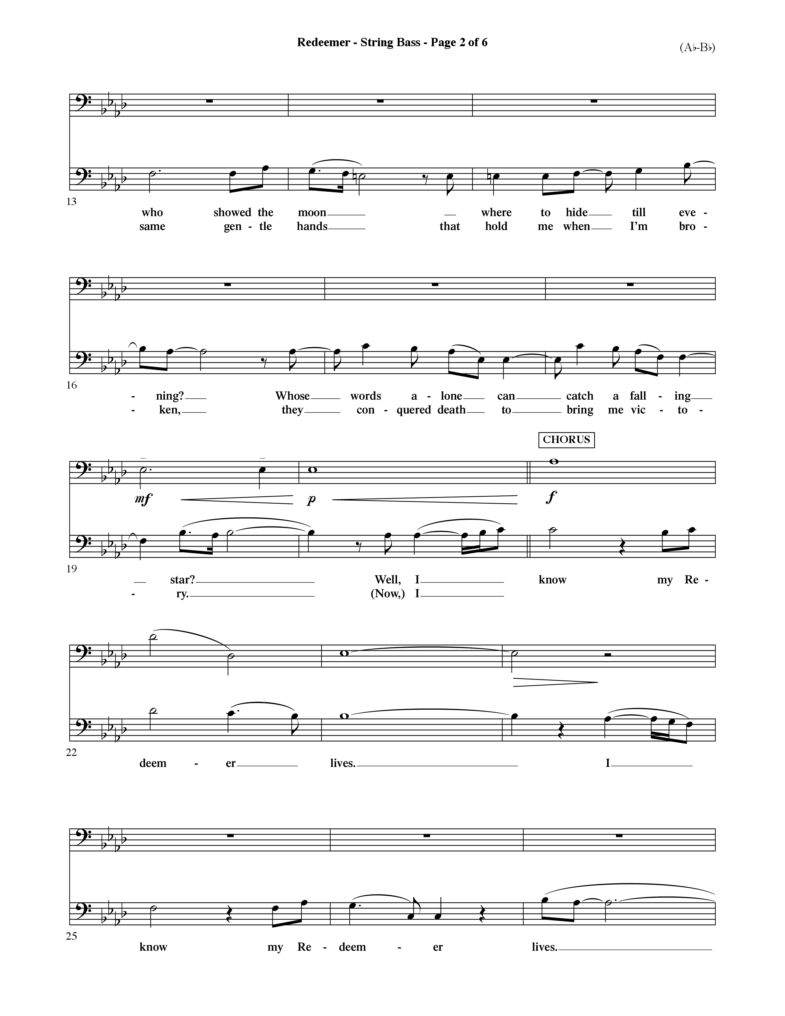 Redeemer (Choral Anthem SATB) Double Bass (Word Music Choral / Orch. David Shipps)