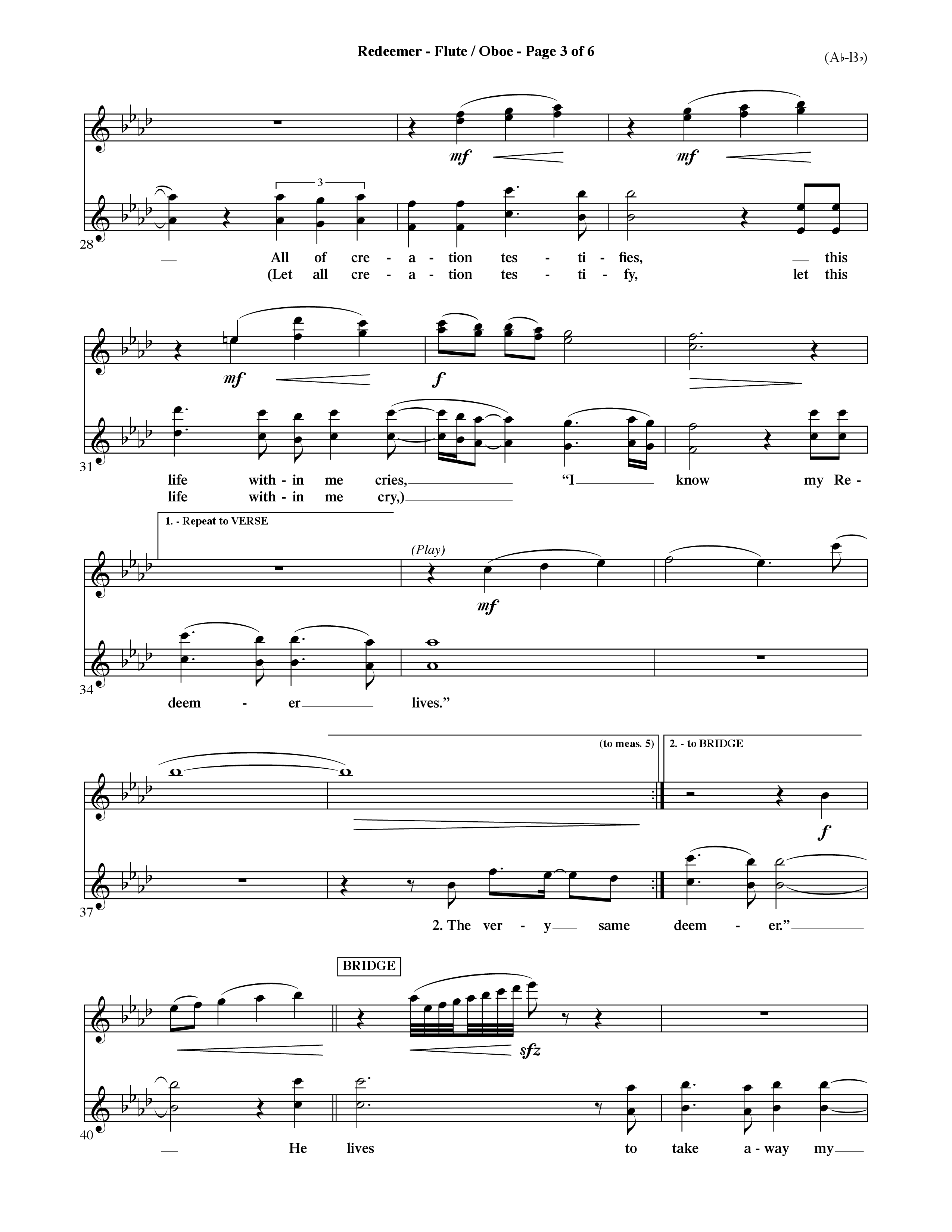 Redeemer (Choral Anthem SATB) Flute/Oboe (Word Music Choral / Orch. David Shipps)