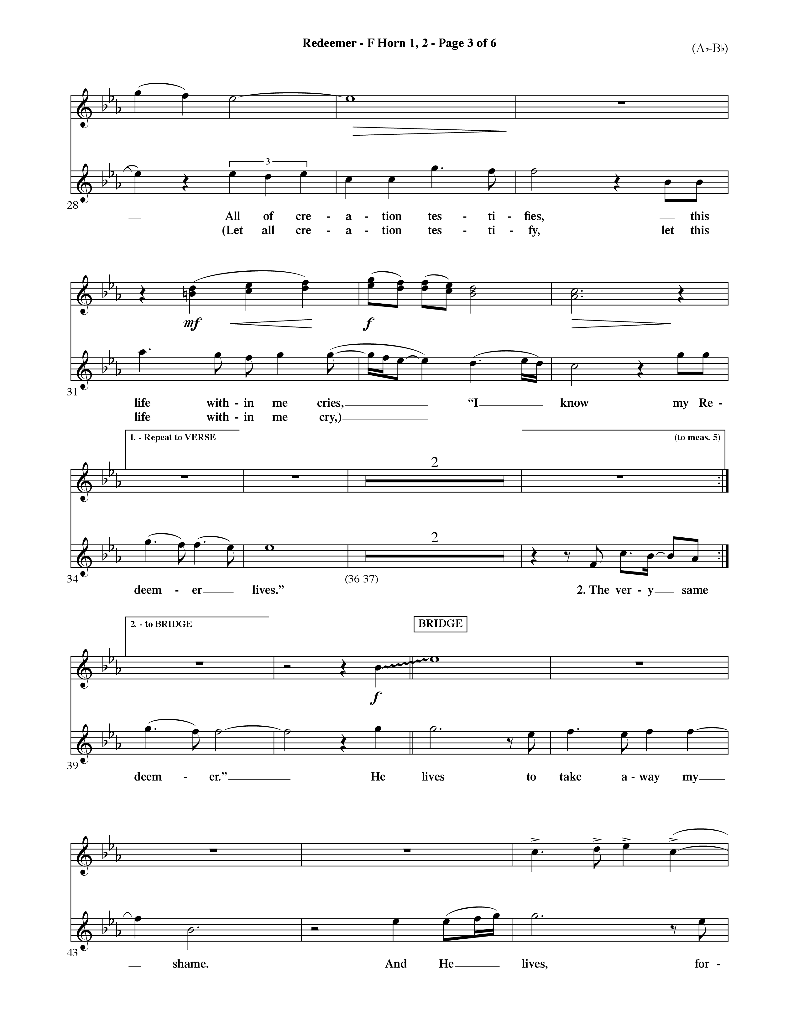 Redeemer (Choral Anthem SATB) French Horn (Word Music Choral / Orch. David Shipps)