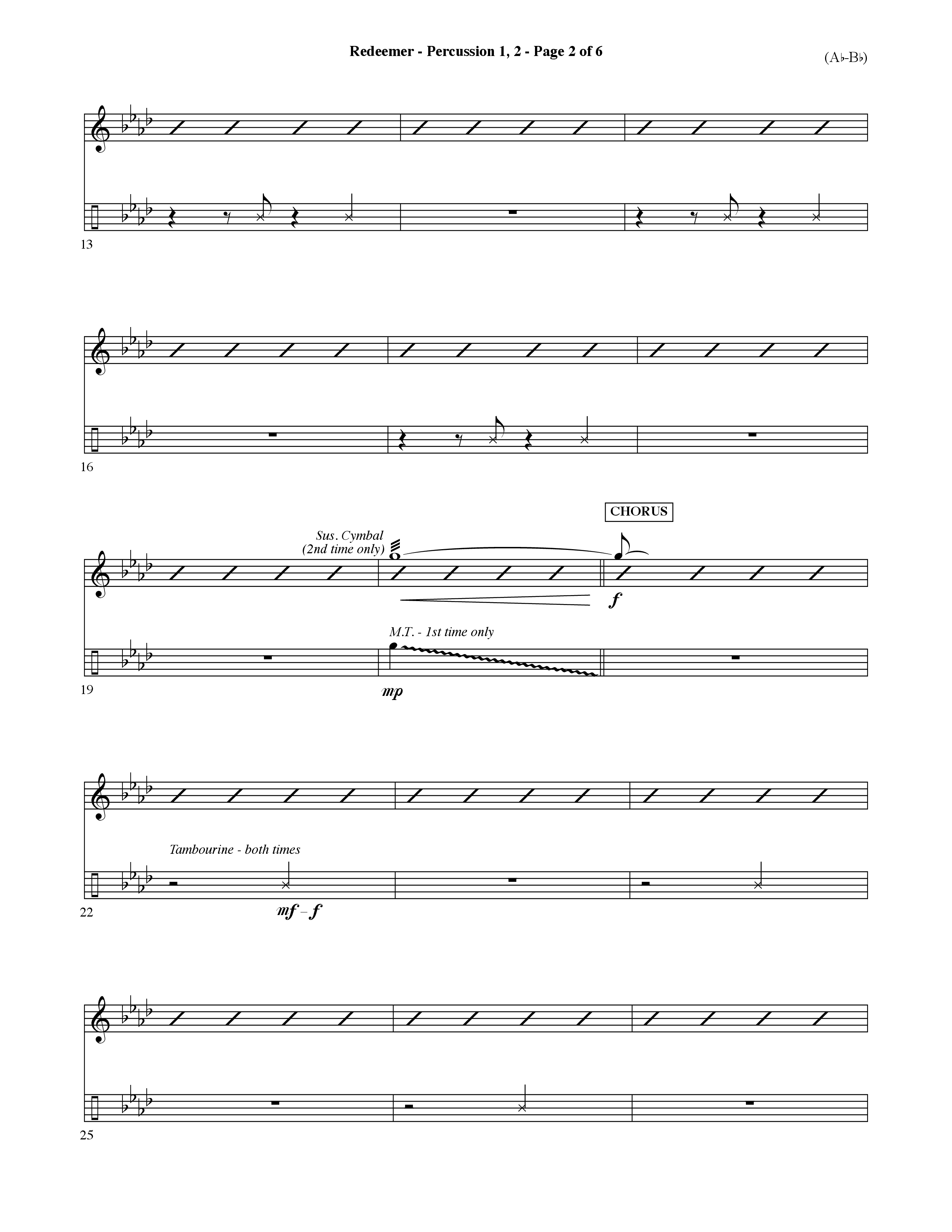 Redeemer (Choral Anthem SATB) Percussion 1/2 (Word Music Choral / Orch. David Shipps)