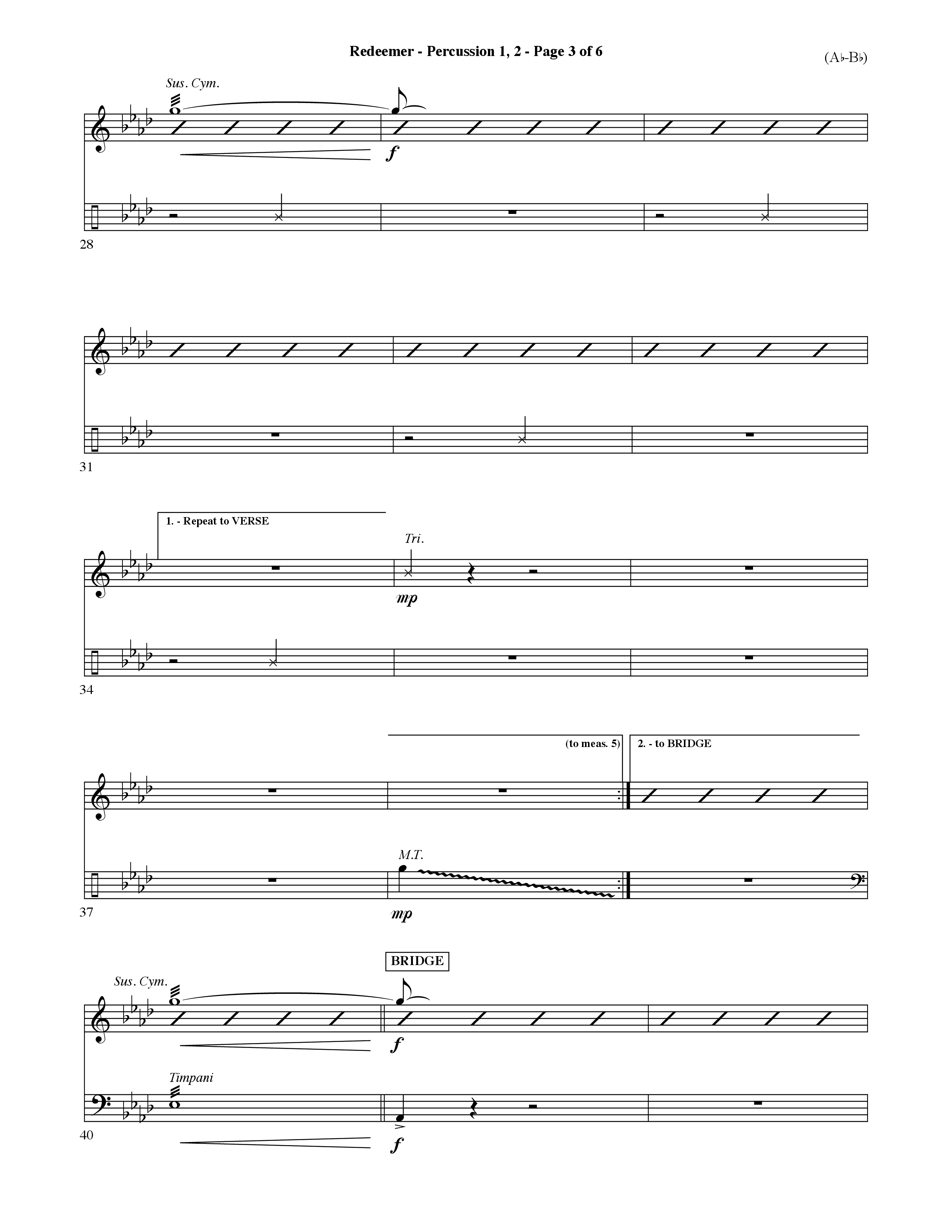 Redeemer (Choral Anthem SATB) Percussion 1/2 (Word Music Choral / Orch. David Shipps)