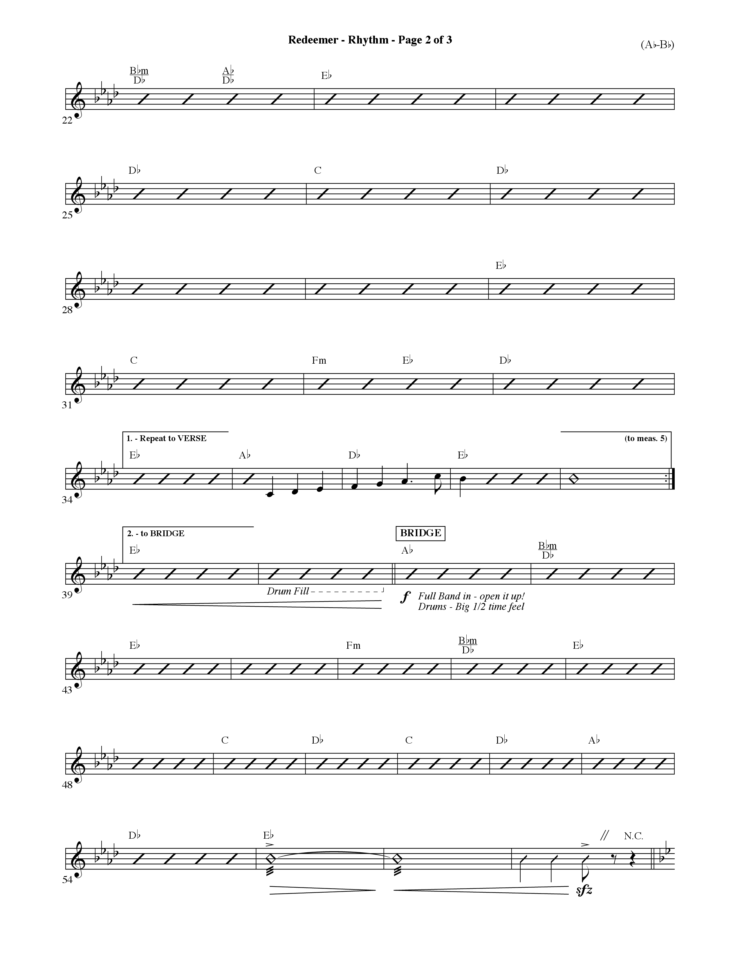 Redeemer (Choral Anthem SATB) Rhythm Chart (Word Music Choral / Orch. David Shipps)