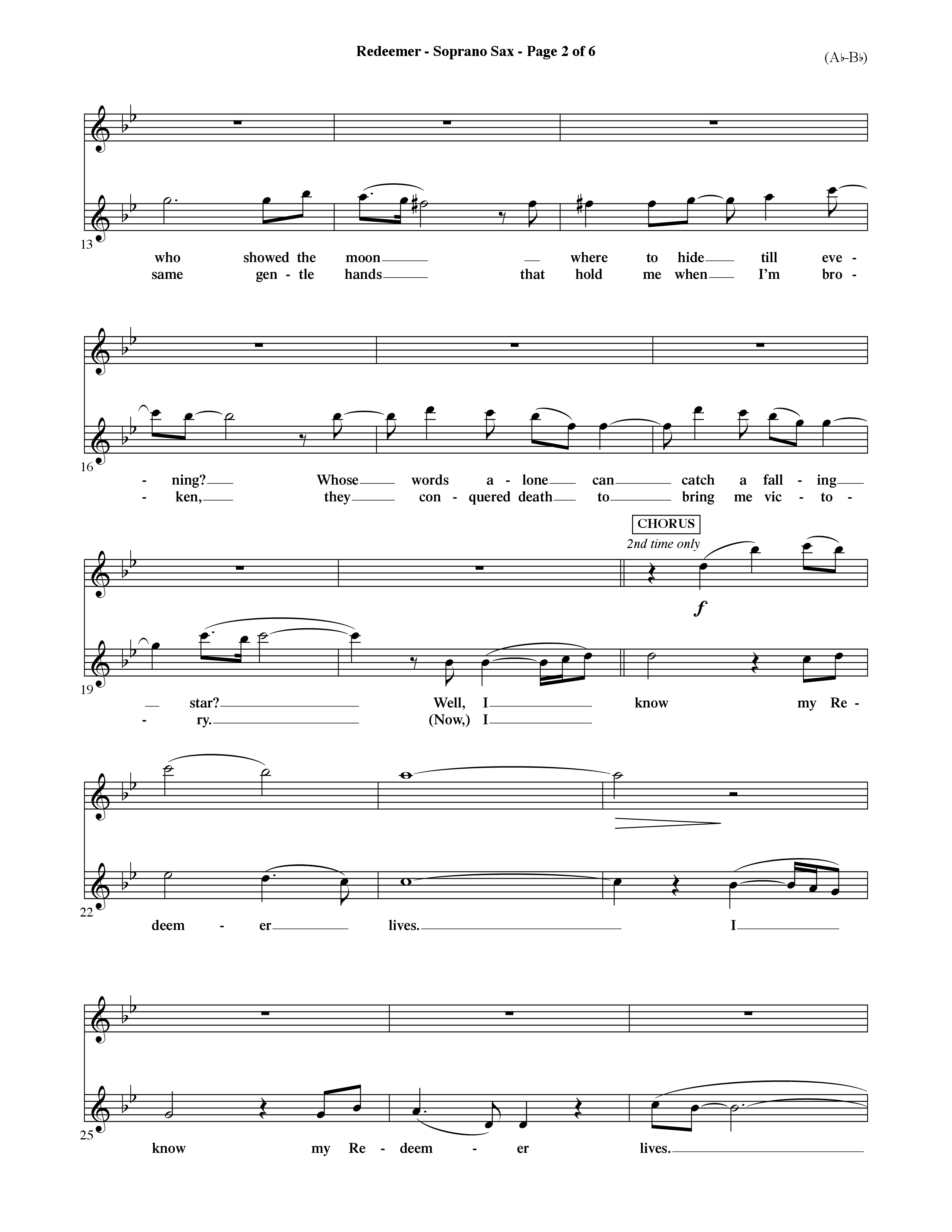 Redeemer (Choral Anthem SATB) Saxophone (Word Music Choral / Orch. David Shipps)